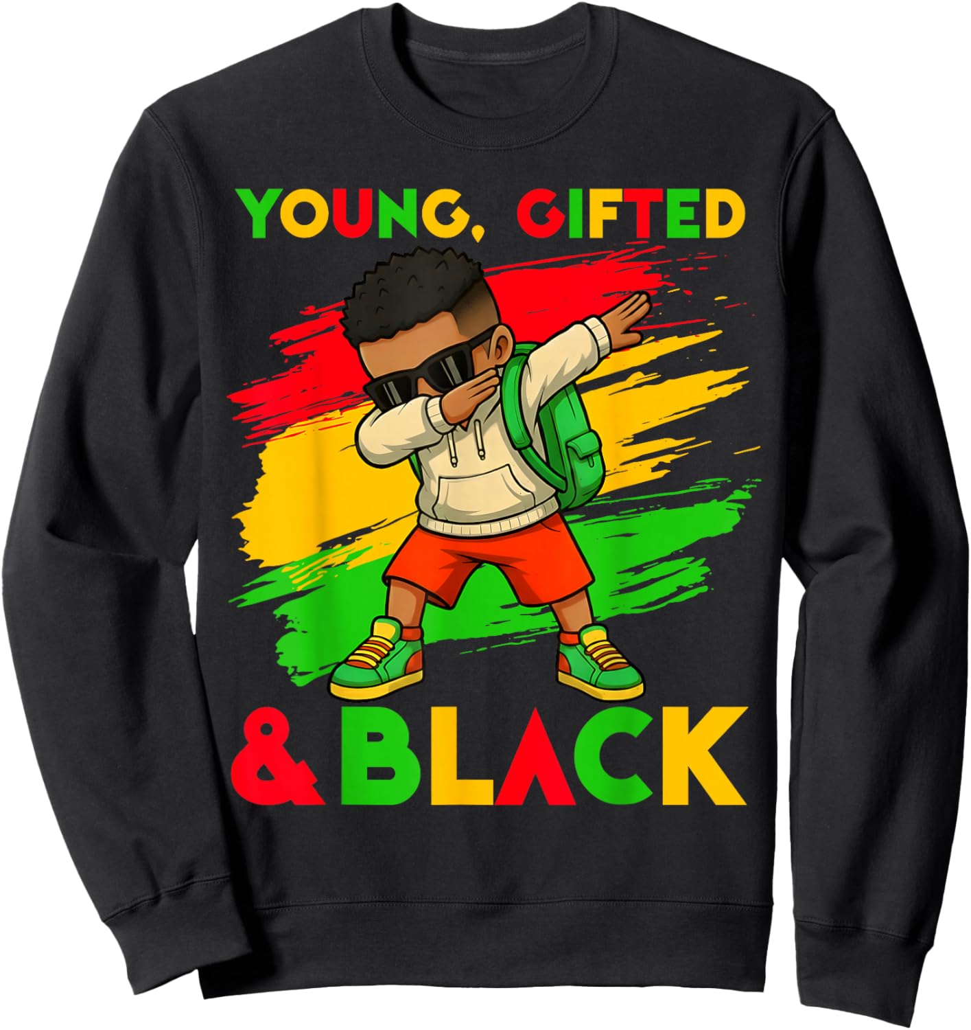 Black History Month Young Gifted & Black Cute Dabbing Boys Sweatshirt - Sweatshirt | Black