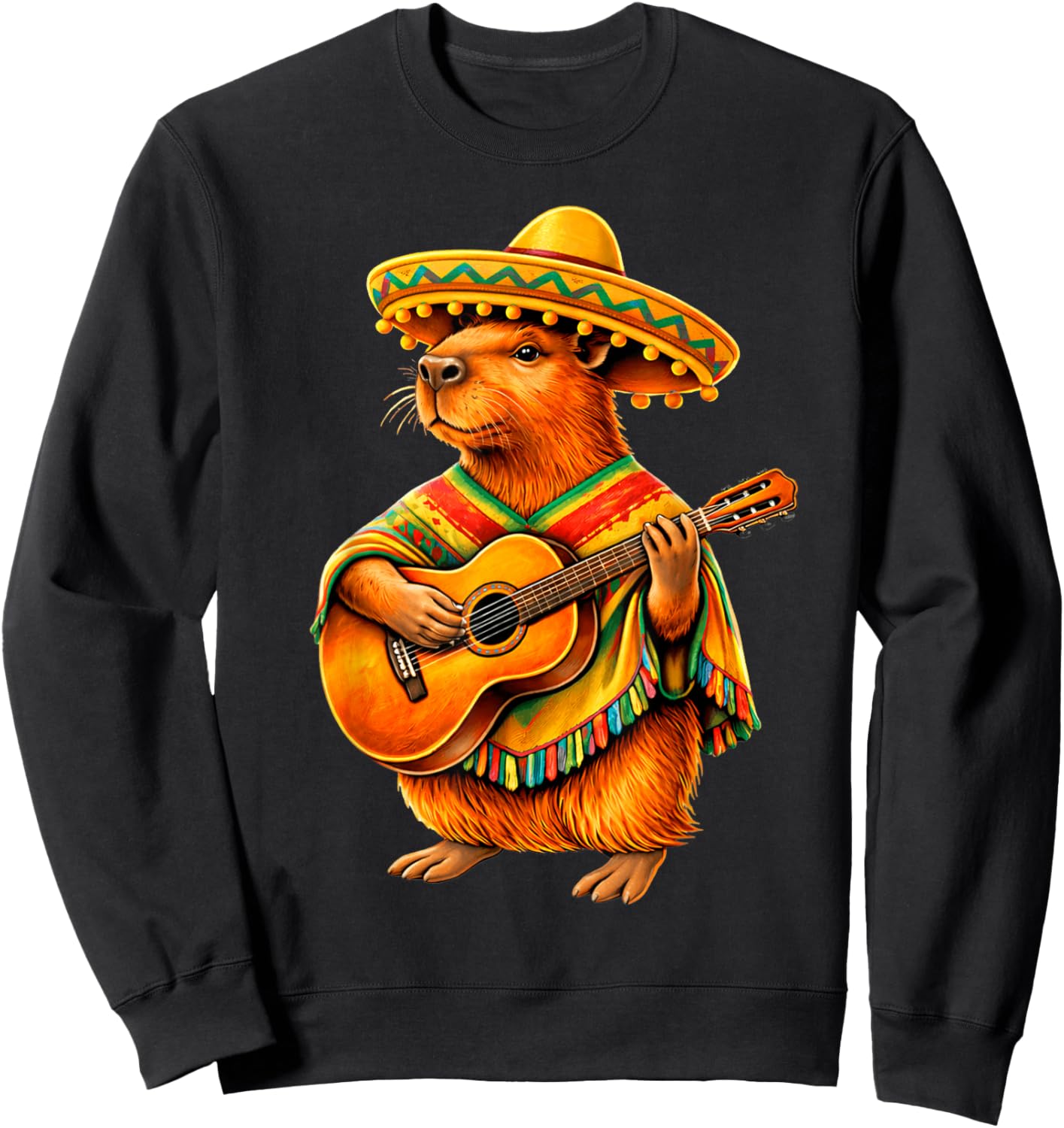 Funny Cinco De Mayo Capybara Sombrero Mexican Fiesta Design Sweatshirt - Sweatshirt | Black