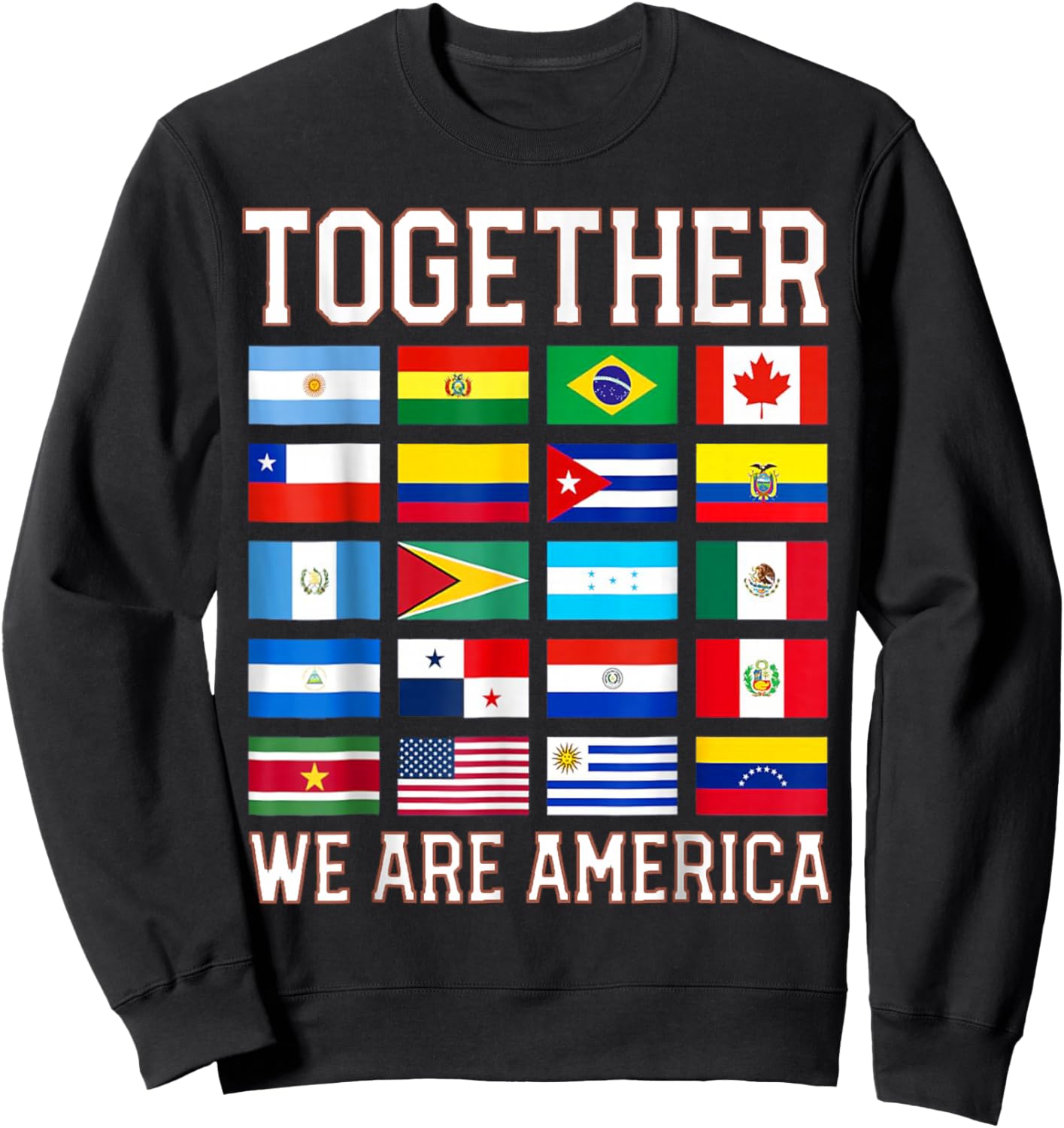 Together We are America Flags Sweatshirt - Sweatshirt | Black
