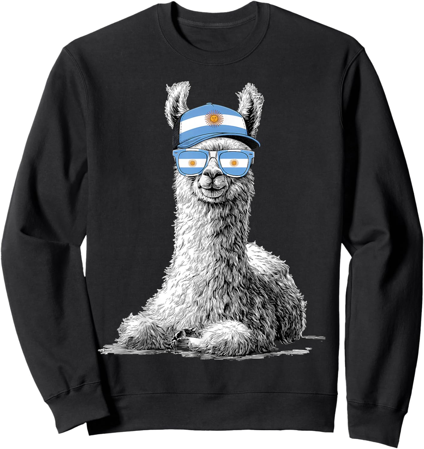 Argentina Llama Alpaca Argentinian Flag Sweatshirt - Sweatshirt | Black
