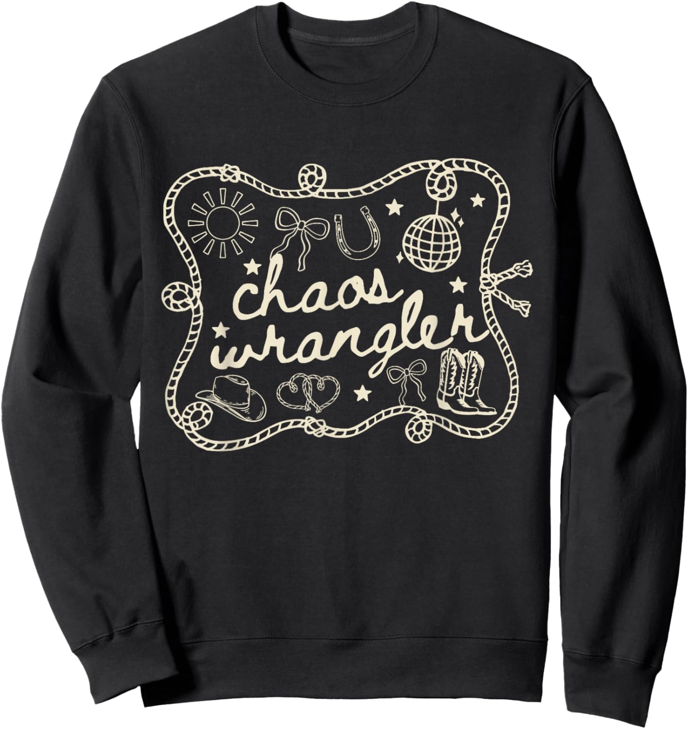 Chaos Coordinator Wrangler Western Teacher Admin Assistant Sweatshirt - Sweatshirt | Black