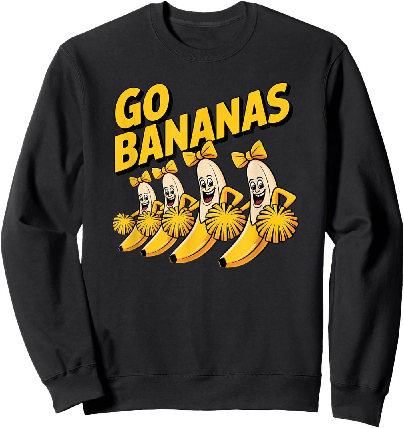 Go Bananas Cheer Squad Funny Fruit Humor Rally Sweatshirt - Sweatshirt | Black