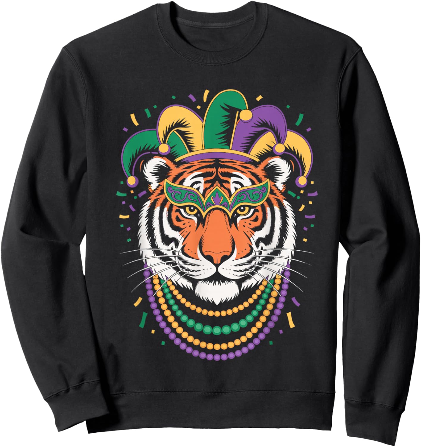 Tiger Mardi Gras Carnival Animal Tiger Face Lover Sweatshirt - Sweatshirt | Black