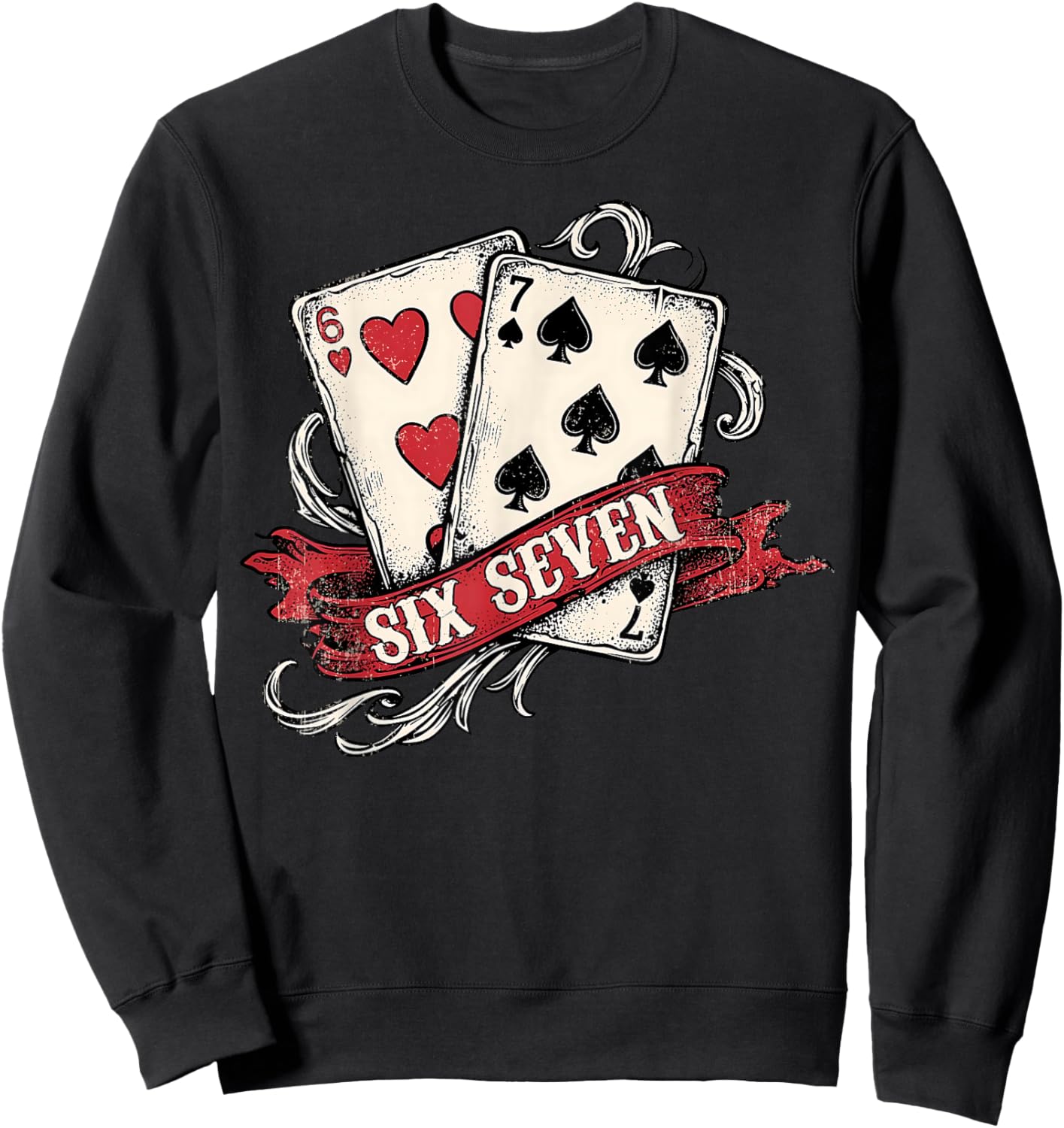 67 Valentine's Day Six Seven Meme Hearts Men Women Sweatshirt - Sweatshirt | Black