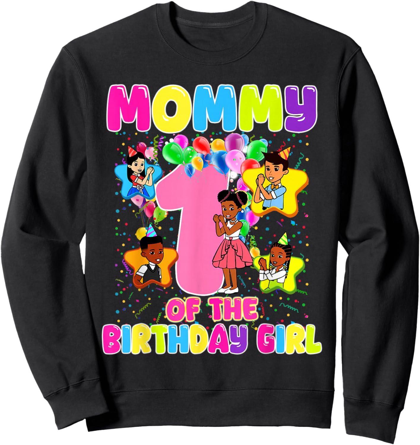Mommy of Birthday Girl Gracie Birthday Dolls Girl Party Sweatshirt - Sweatshirt | Black