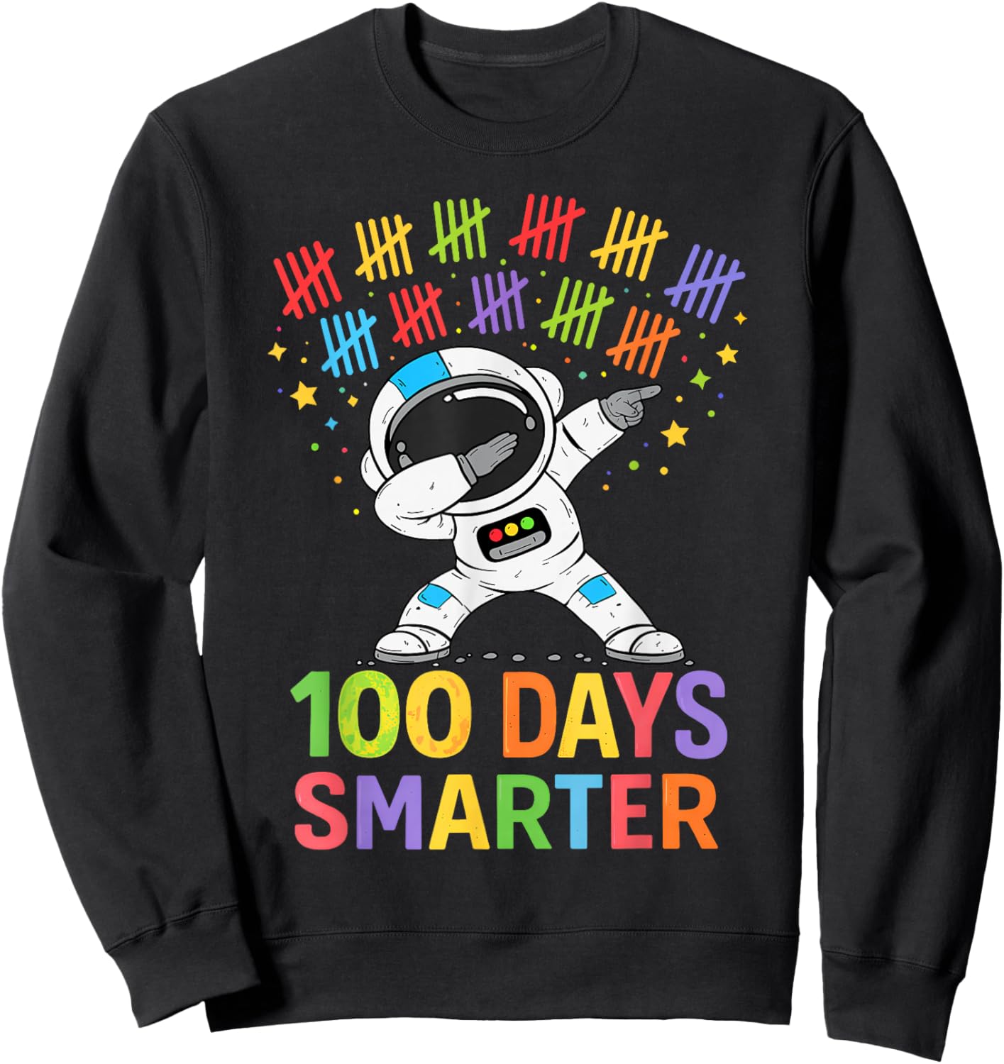 100 Days Smarter Astronaut Space 100th Day of School Boy Kid Sweatshirt - Sweatshirt | Black
