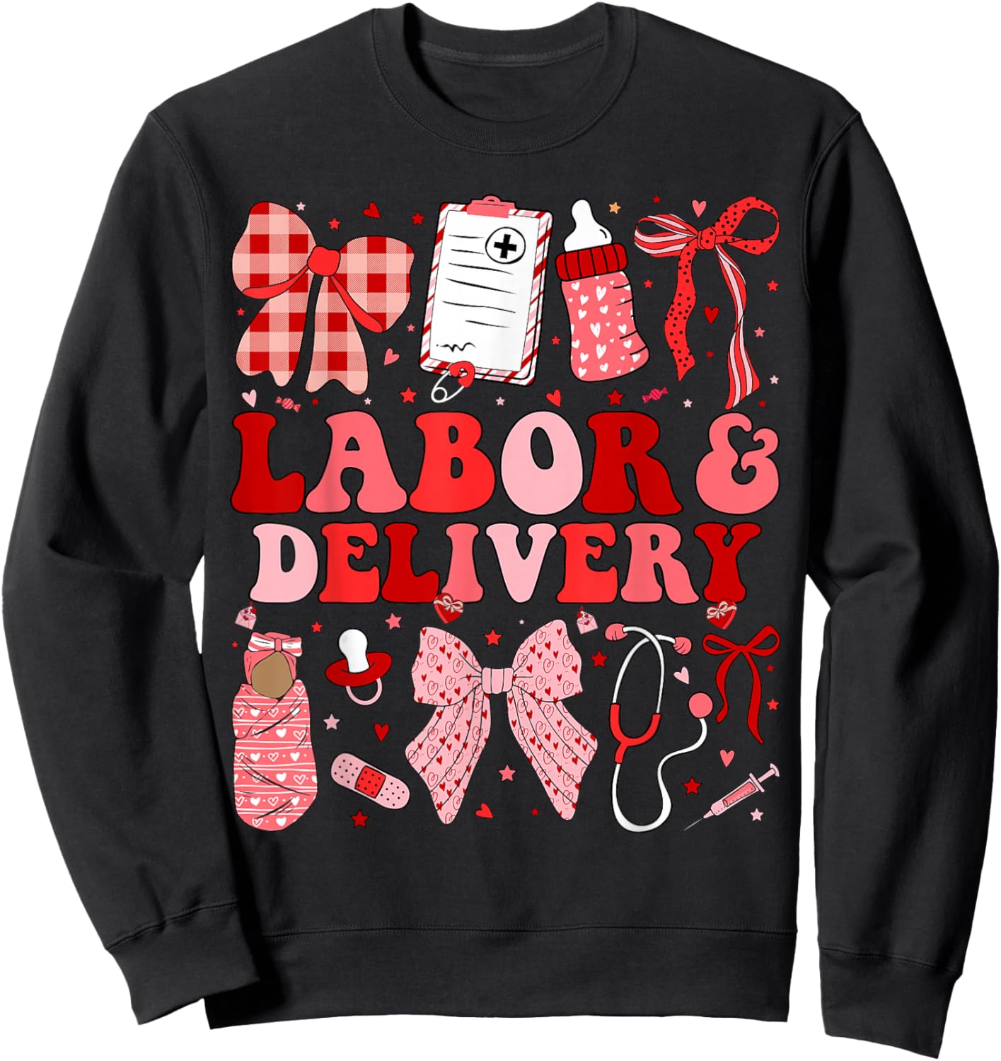 Labor and Delivery Nurse Coquette L&D Nurse Valentines Sweatshirt - Sweatshirt | Black