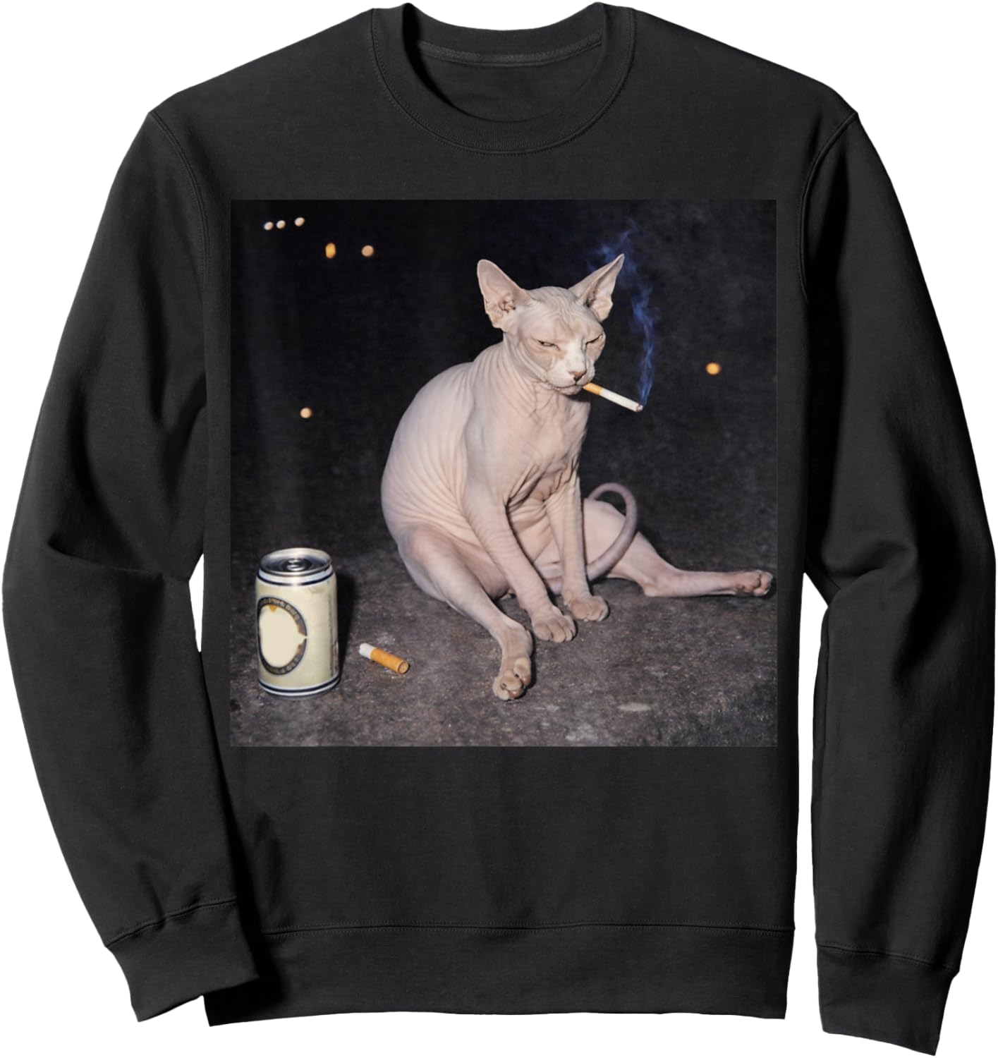 Funny Smoking Cat Meme Sweatshirt - Sweatshirt | Black