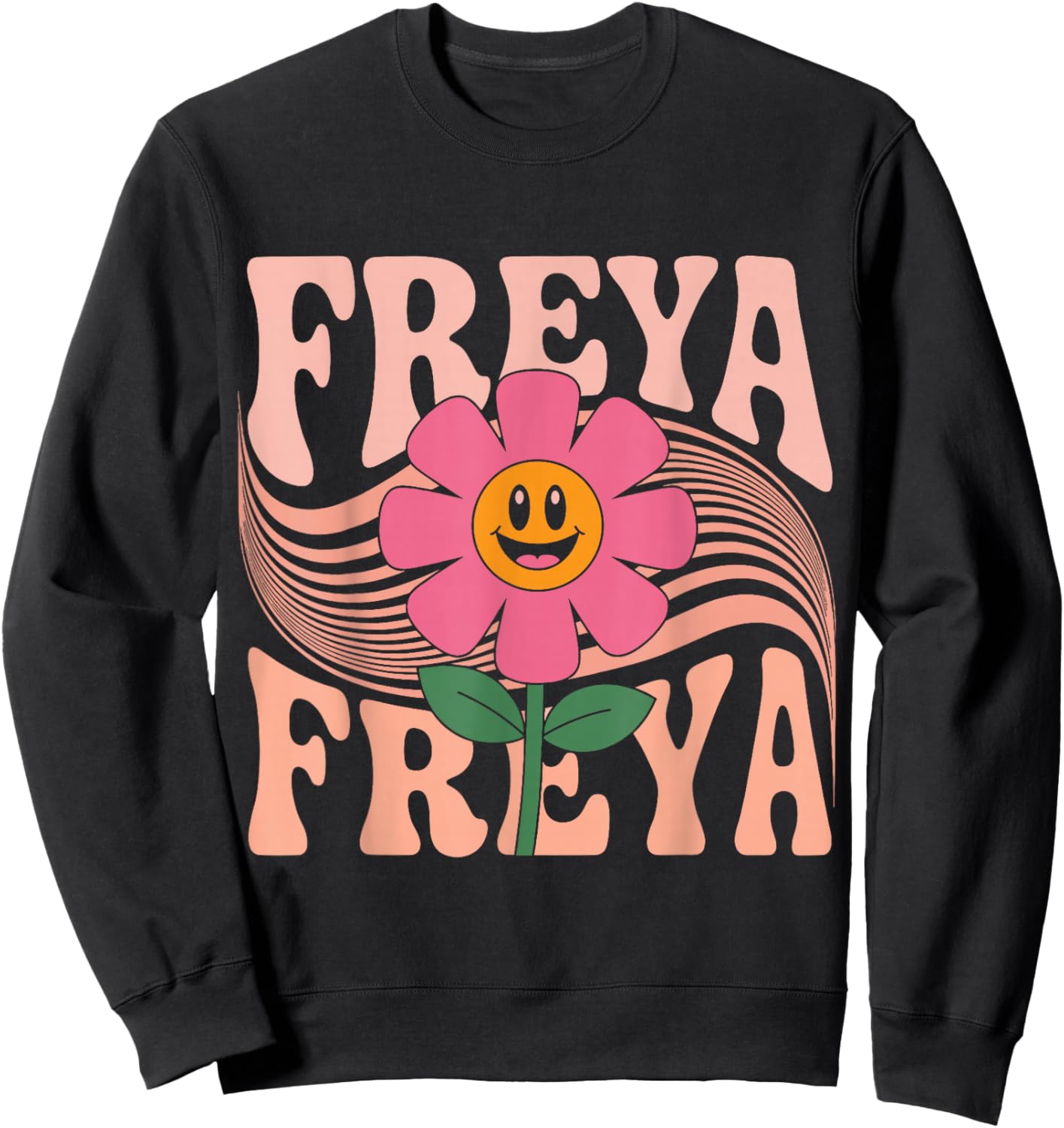 Freya First Name Floral Personalized Women Kids Sweatshirt - Sweatshirt | Black