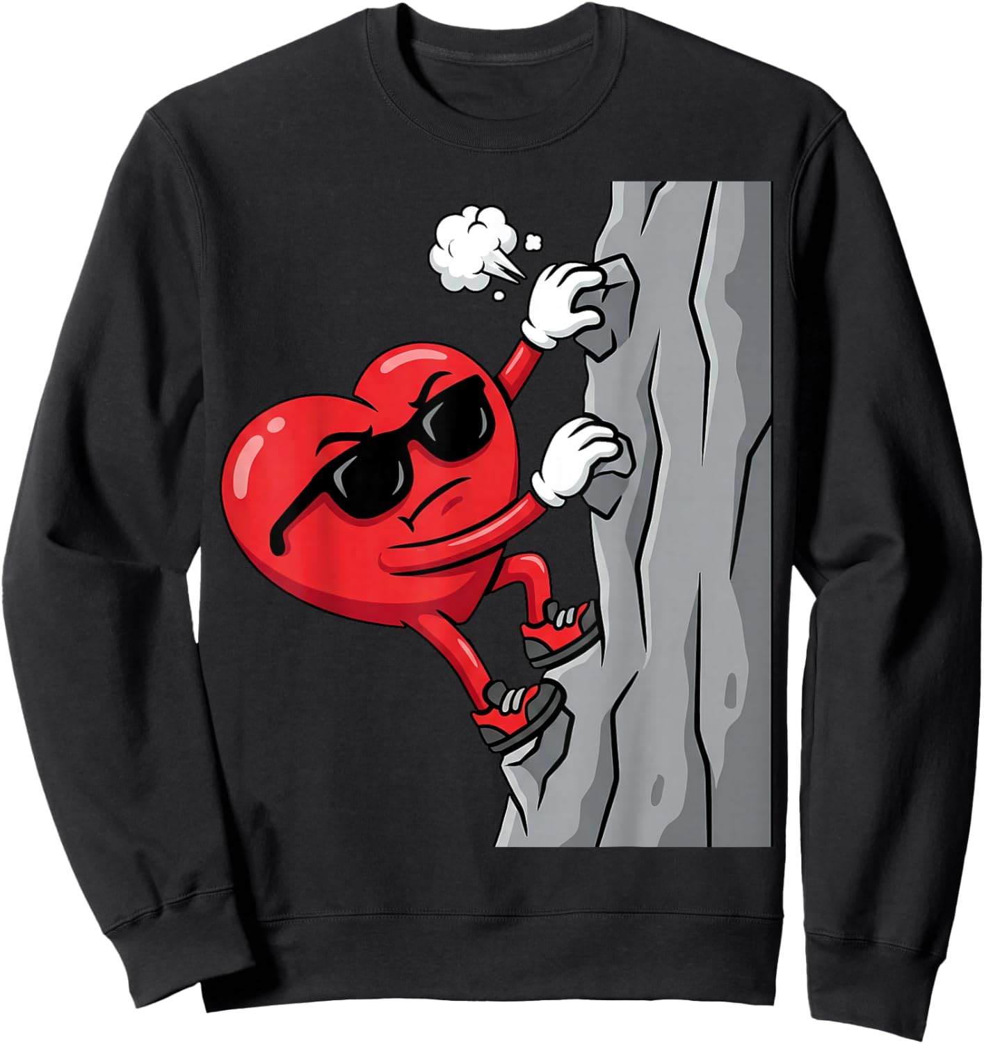 Love Rock Climbing Cute Valentines Day Sweatshirt - Sweatshirt | Black