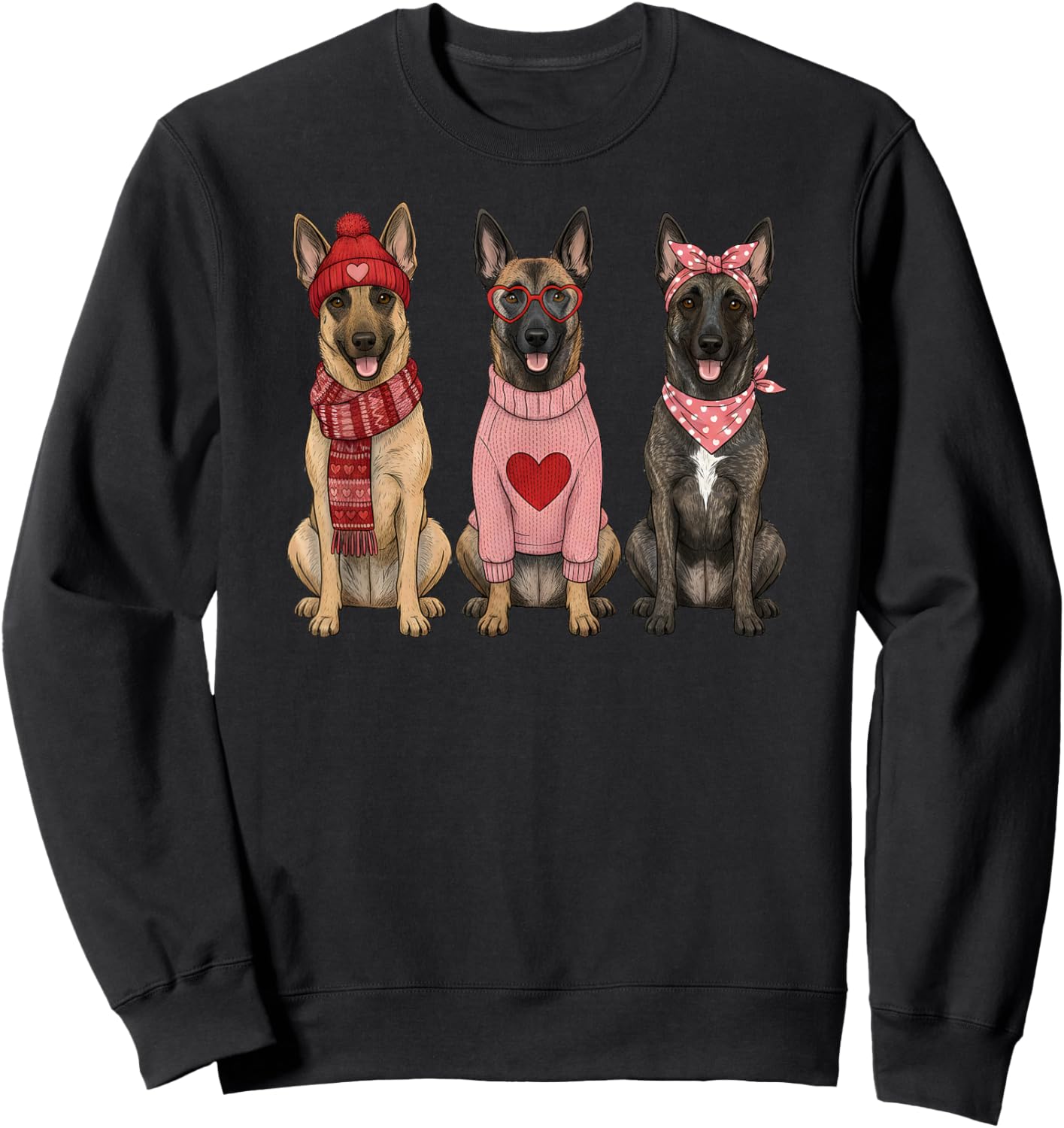 Cute Belgian Malinois Valentine Dog Sweatshirt - Sweatshirt | Black
