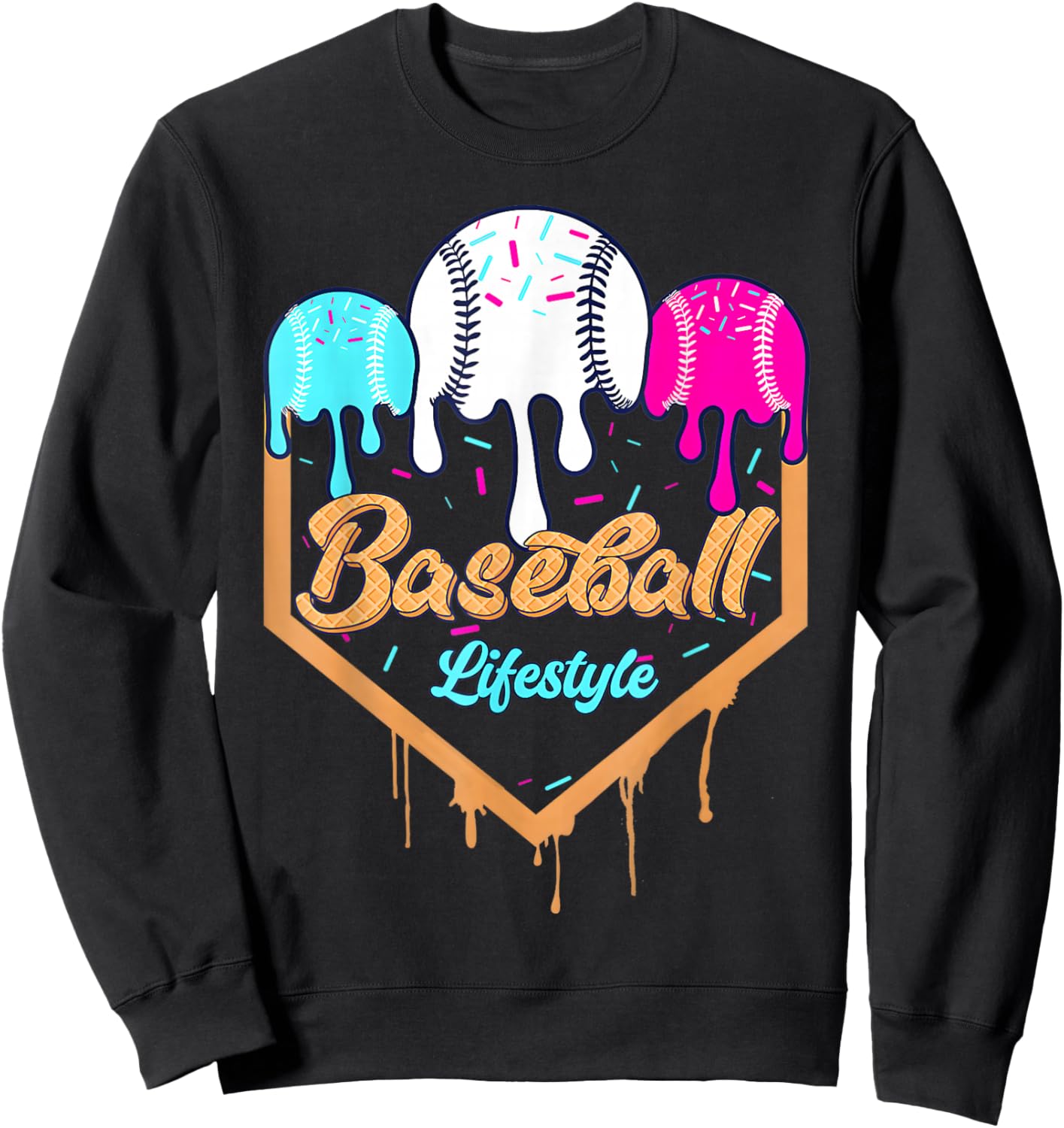 Baseball Life Style 101 Apparel Youth Drip Baseball Boys Kid Sweatshirt - Sweatshirt | Black