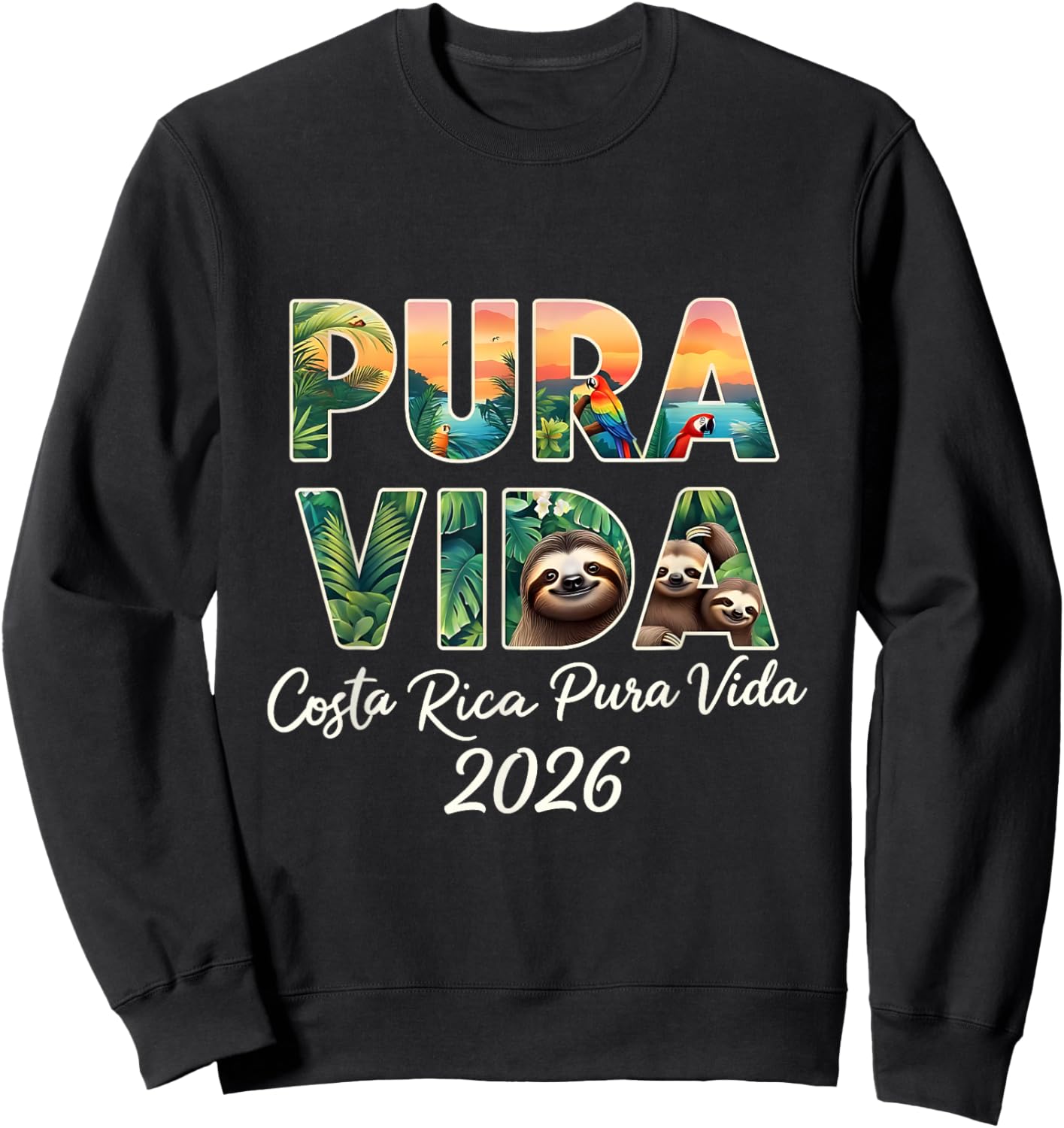 Costa Rica Pura Vida Souvenir 2026 Central America Travel Sweatshirt - Sweatshirt | Black