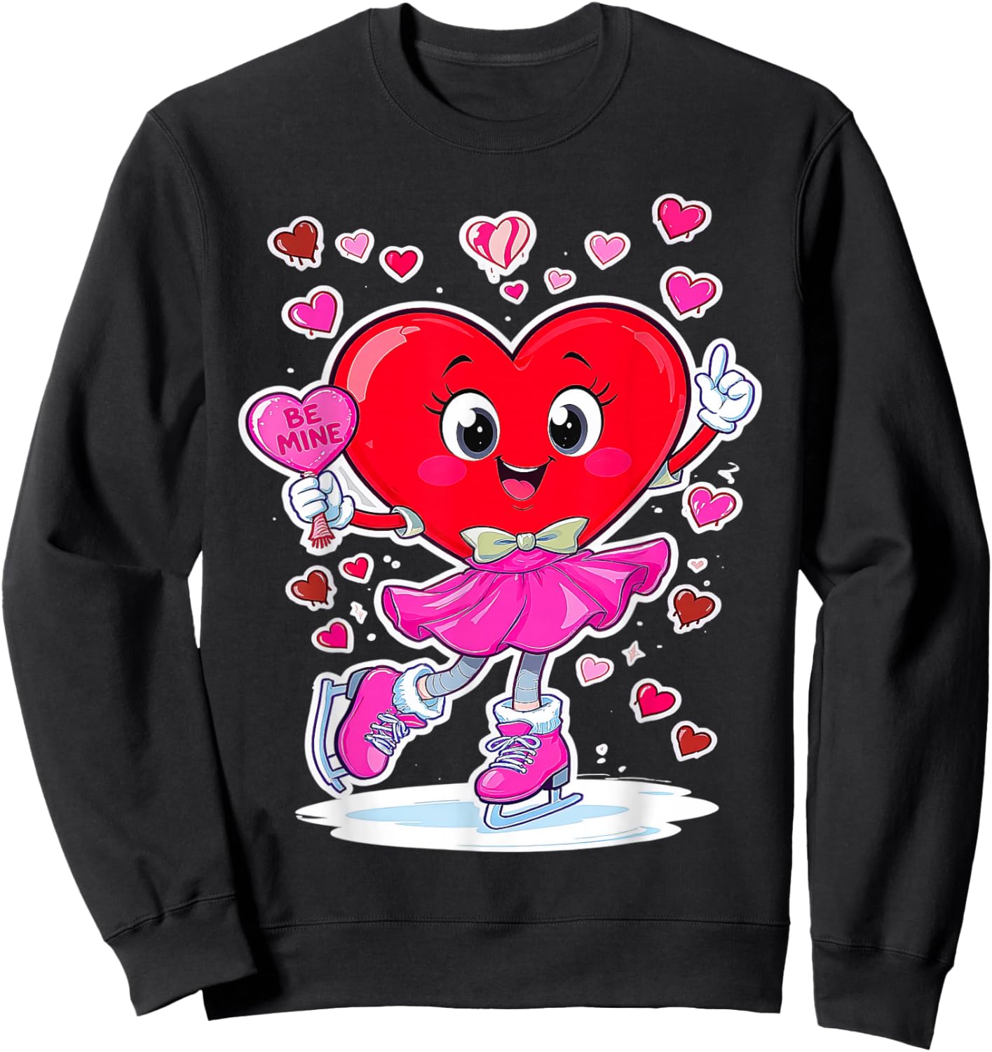 ice Skating Equipment Player Valentine Heart Costume dripped Sweatshirt - Sweatshirt | Black