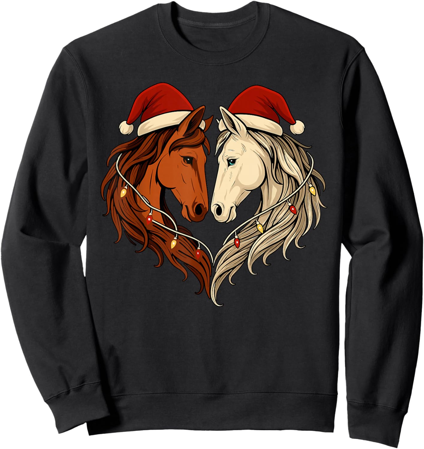 Horse Lover Equestrian Christmas Men Women Kids Funny Horses Sweatshirt - Sweatshirt | Black