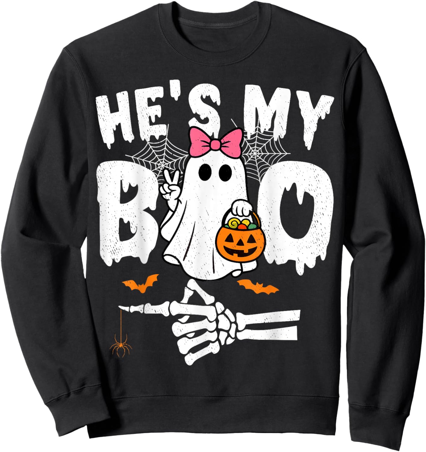 He's My Boo Matching Couple Halloween Couples She's My Boo Sweatshirt - Sweatshirt | Black