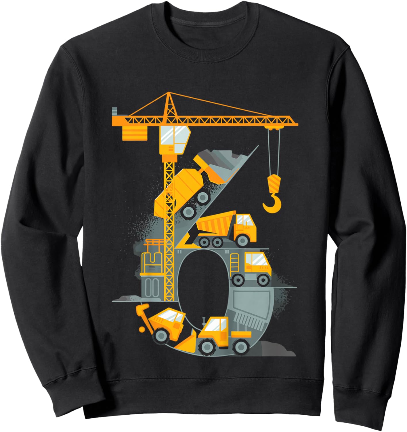 Kids 6 Year Construction Excavator 6nd Birthday Boy Sweatshirt - Sweatshirt | Black