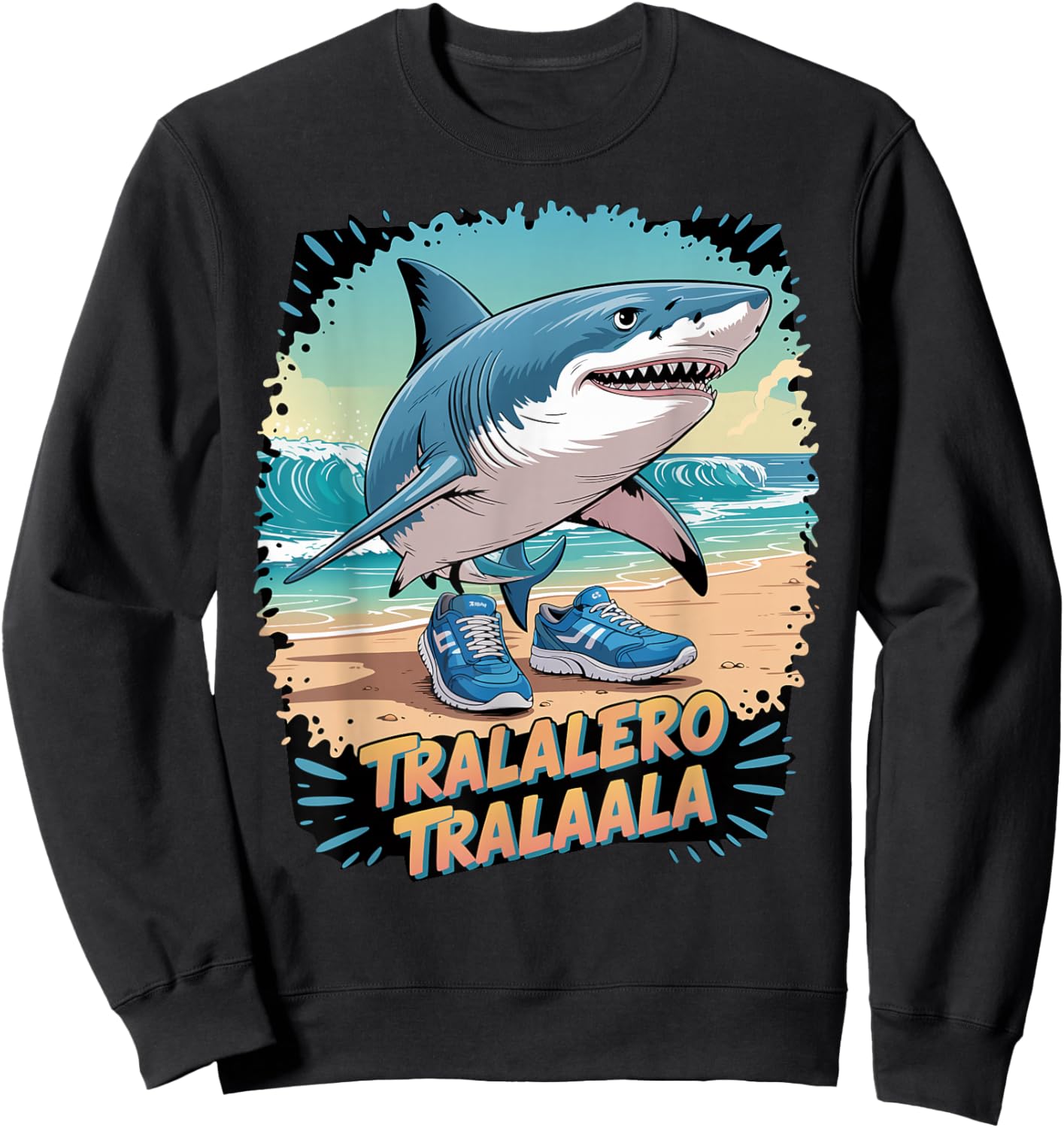 Tralalero Tralala Italian Brainrot Meme Sneaker Shark Boys Sweatshirt - Sweatshirt | Black