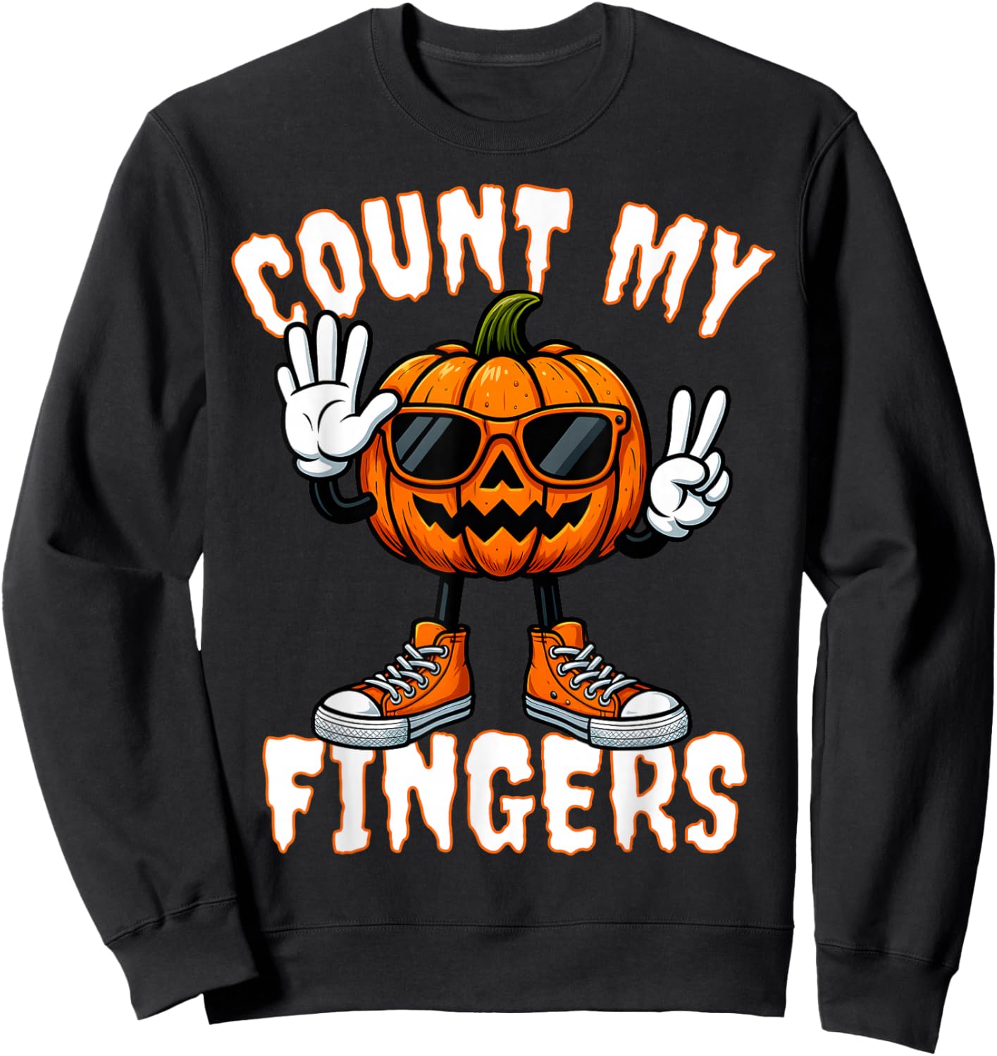 67 Halloween Pumpkin Funny Brainrot Meme Kids Six Seven Boys Sweatshirt - Sweatshirt | Black