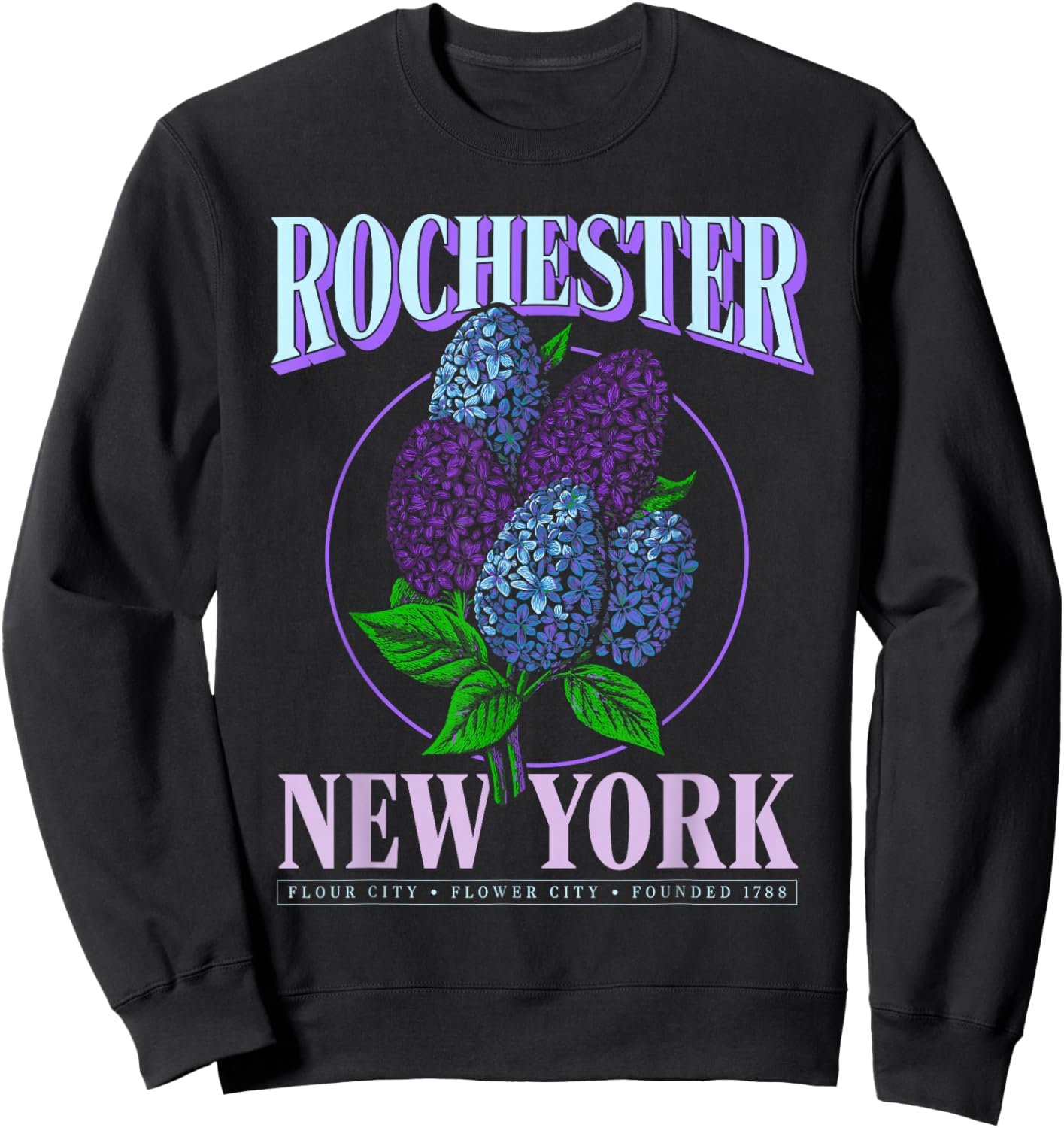Rochester NY Lilac Apparel – Rochester Flower City Sweatshirt - Sweatshirt | Black