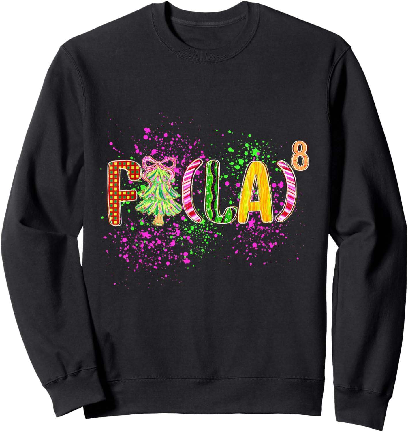 FA (LA) 8 Funny Christmas Santa Math Teacher Student Sweatshirt - Sweatshirt | Black