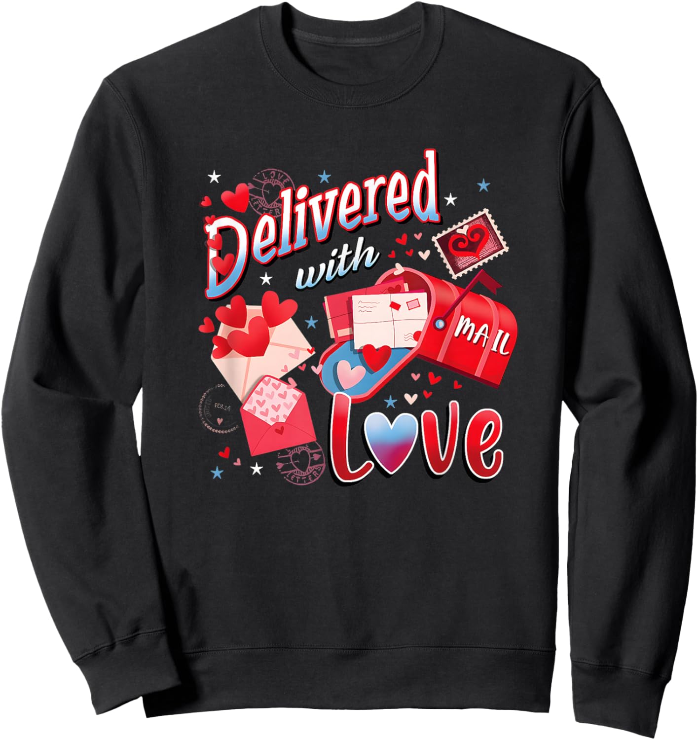 Delivered with Love Valentines Mail Carrier Postal Worker Sweatshirt - Sweatshirt | Black