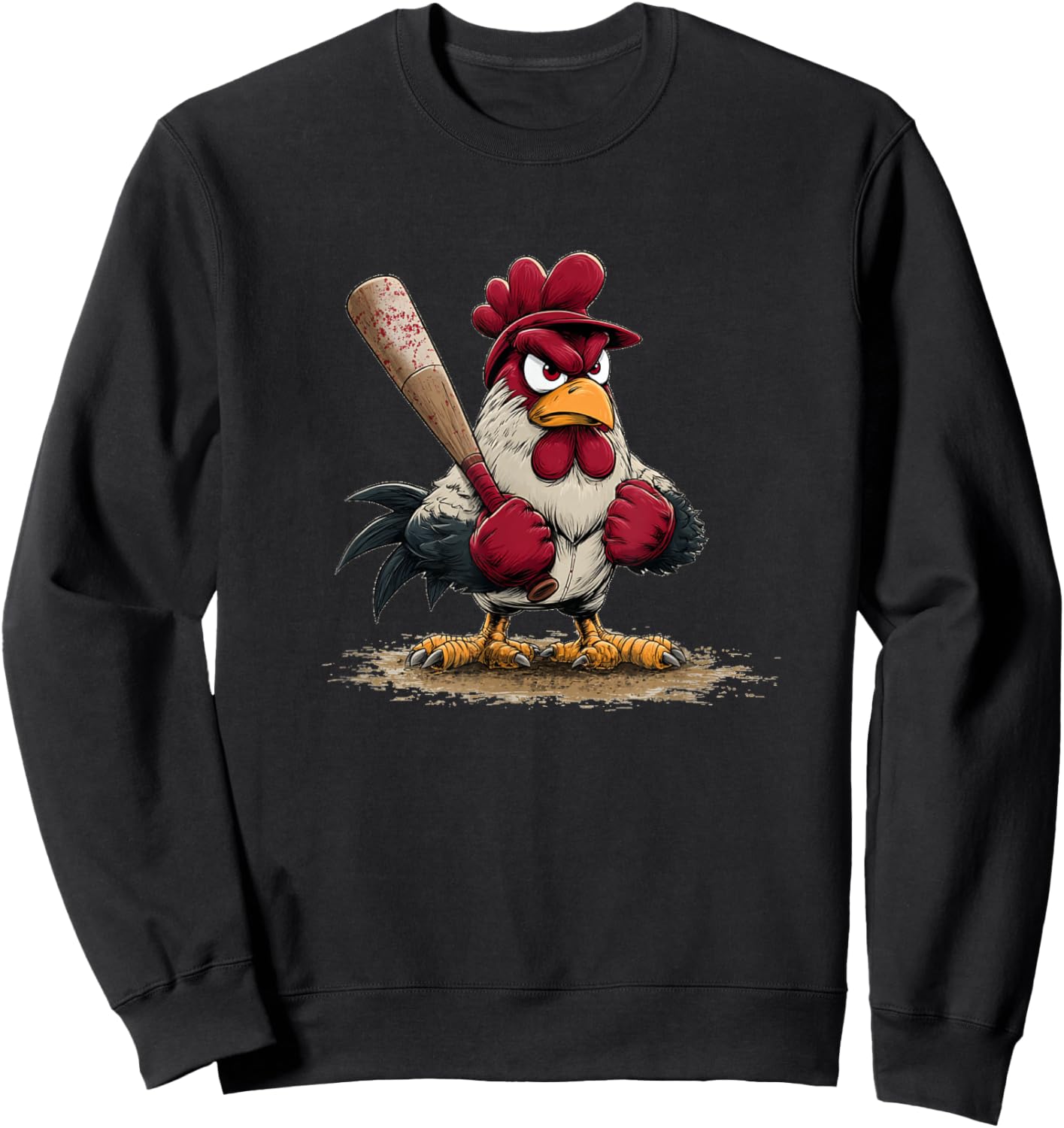 Nice Sport Rooster Look for Baseball and Bat Lovers Sweatshirt - Sweatshirt | Black