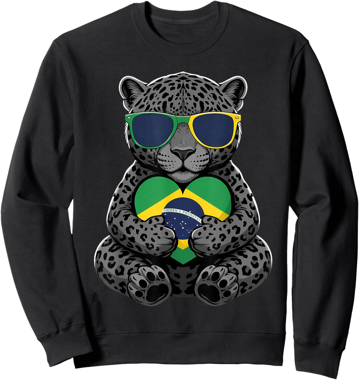 Brasil Flag Leopard Brazilian Pride Brasilian Roots Brazil Sweatshirt - Sweatshirt | Black