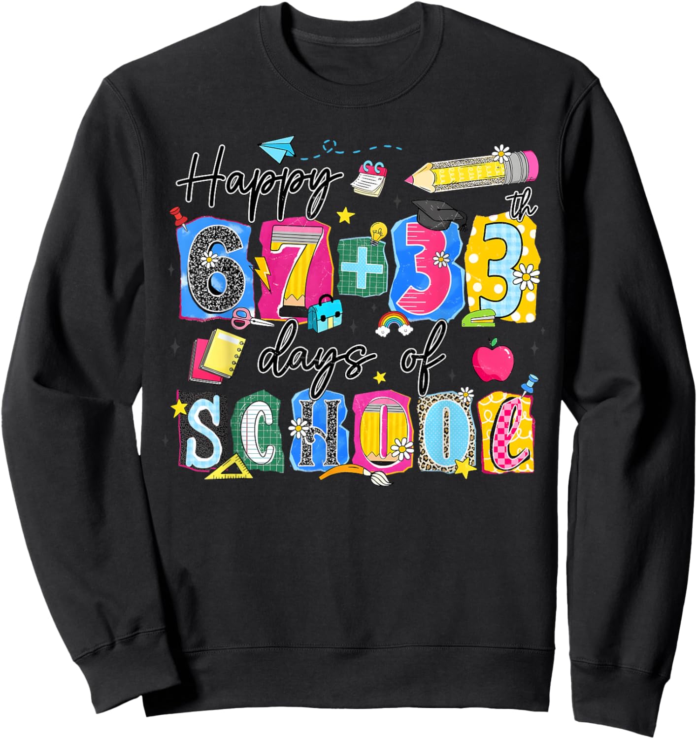 I Survived 67 33 100 Days of School 100th Day Teacher Kids Sweatshirt - Sweatshirt | Black