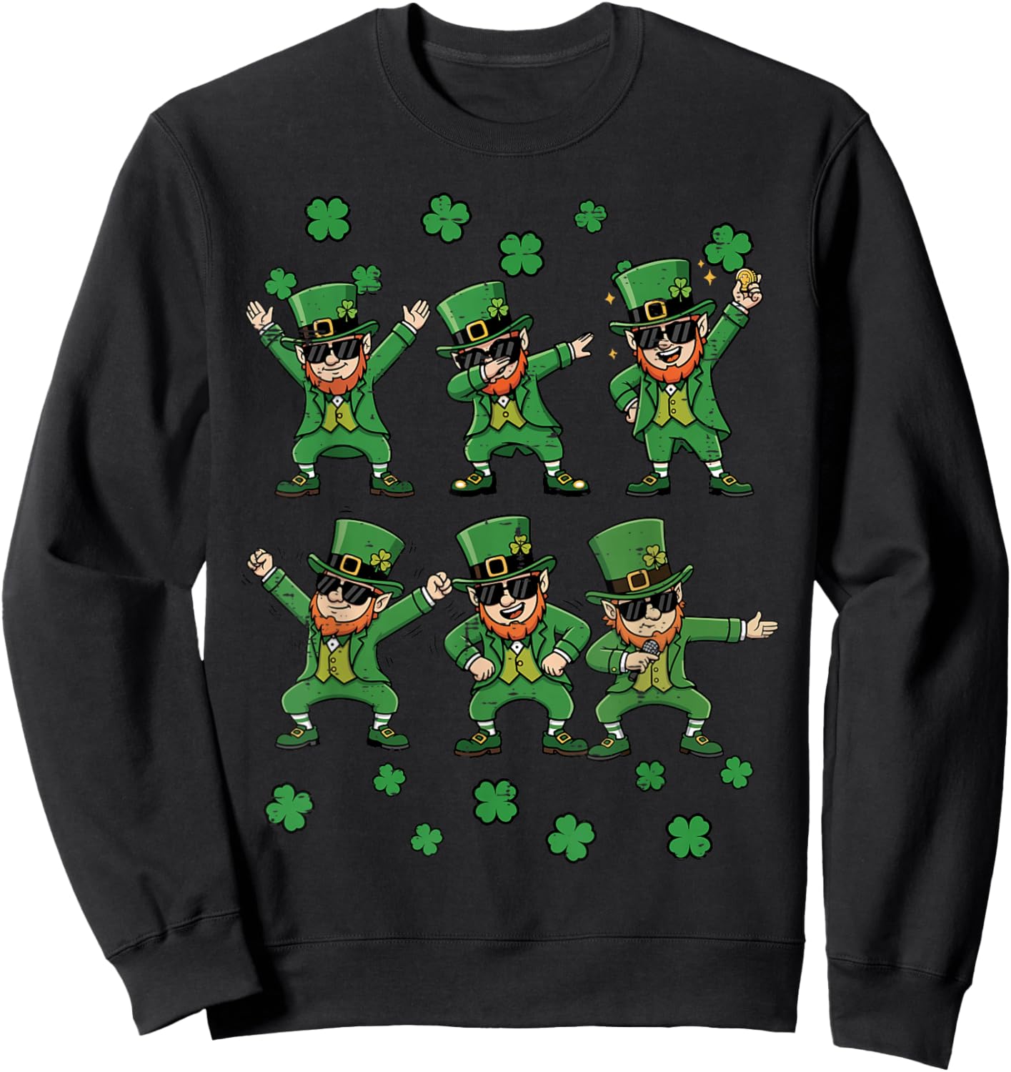 St Patricks Day Leprechaun Poses Saint Pattys Kids Men Women Sweatshirt - Sweatshirt | Black