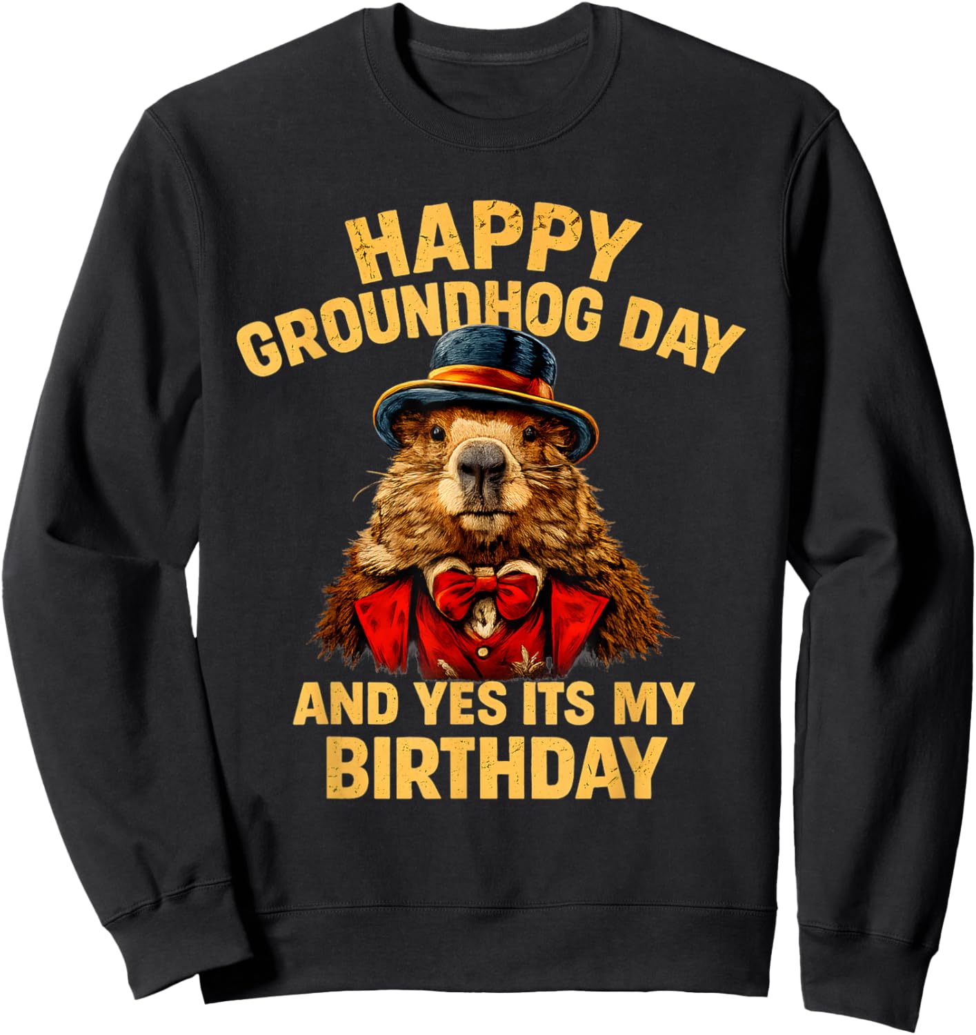 Happy Groundhog Day and Yes It’s My Birthday Funny Sweatshirt - Sweatshirt | Black