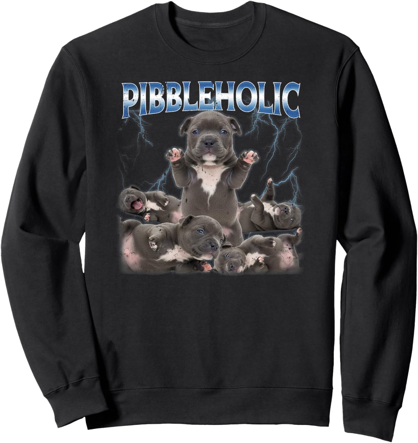 Pibbleholic Pibble Meme Wash Ma Belly Sweatshirt - Sweatshirt | Black
