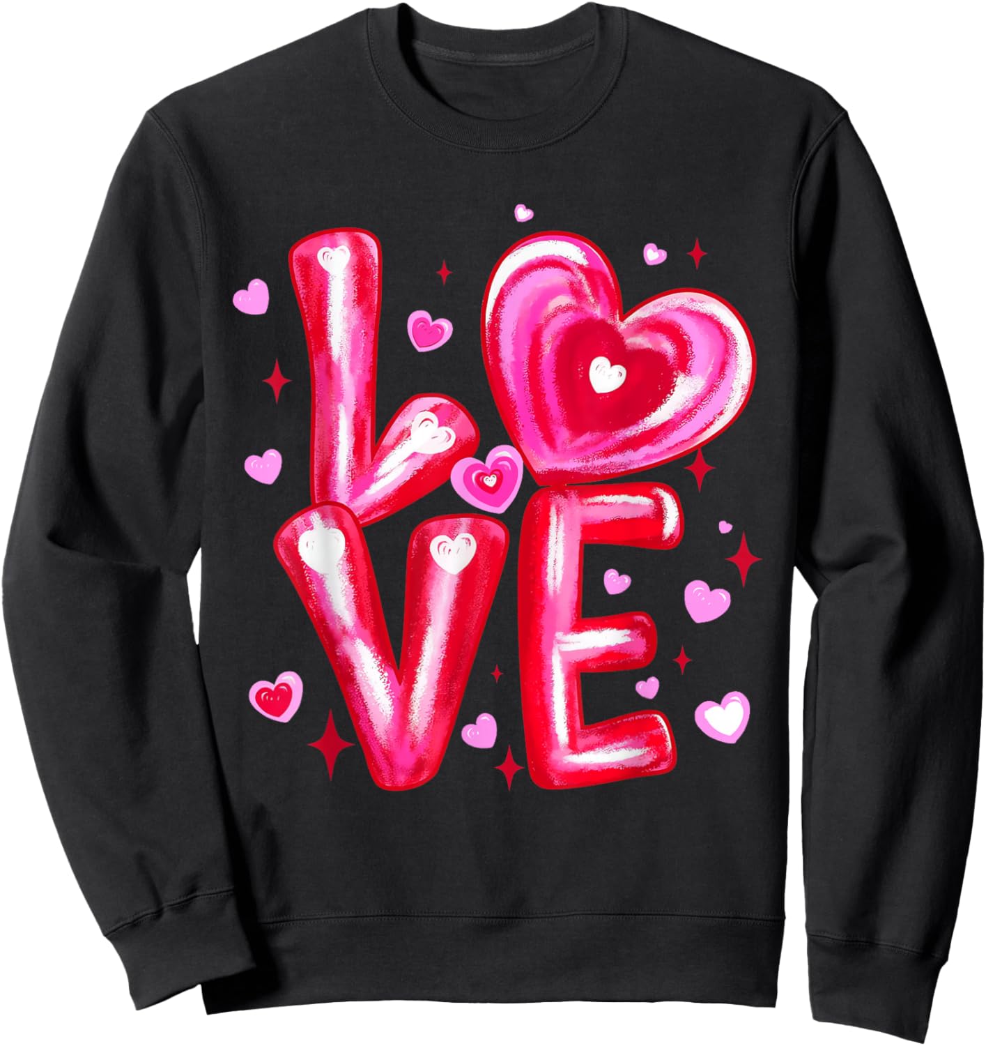 Love Cute Heart Art Pink Romantic Valentine's Day Sweatshirt - Sweatshirt | Black