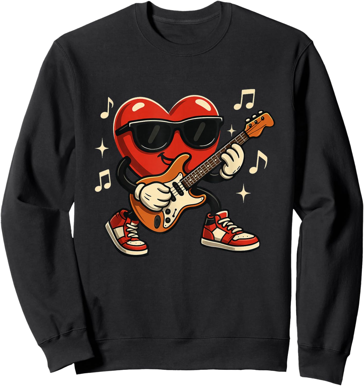 Guitar Player Valentine's Day Guitarist Teen Boys Men Sweatshirt - Sweatshirt | Black