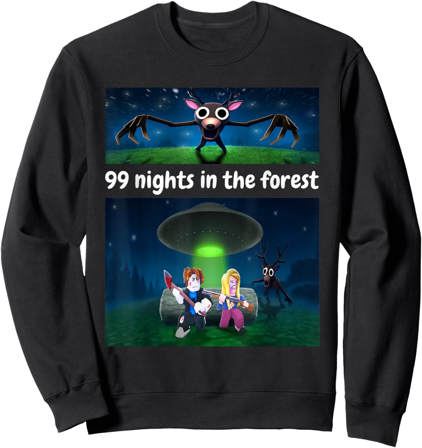 99 Nights in The Forest Funny Birthday Halloween Costume Sweatshirt - Sweatshirt | Black