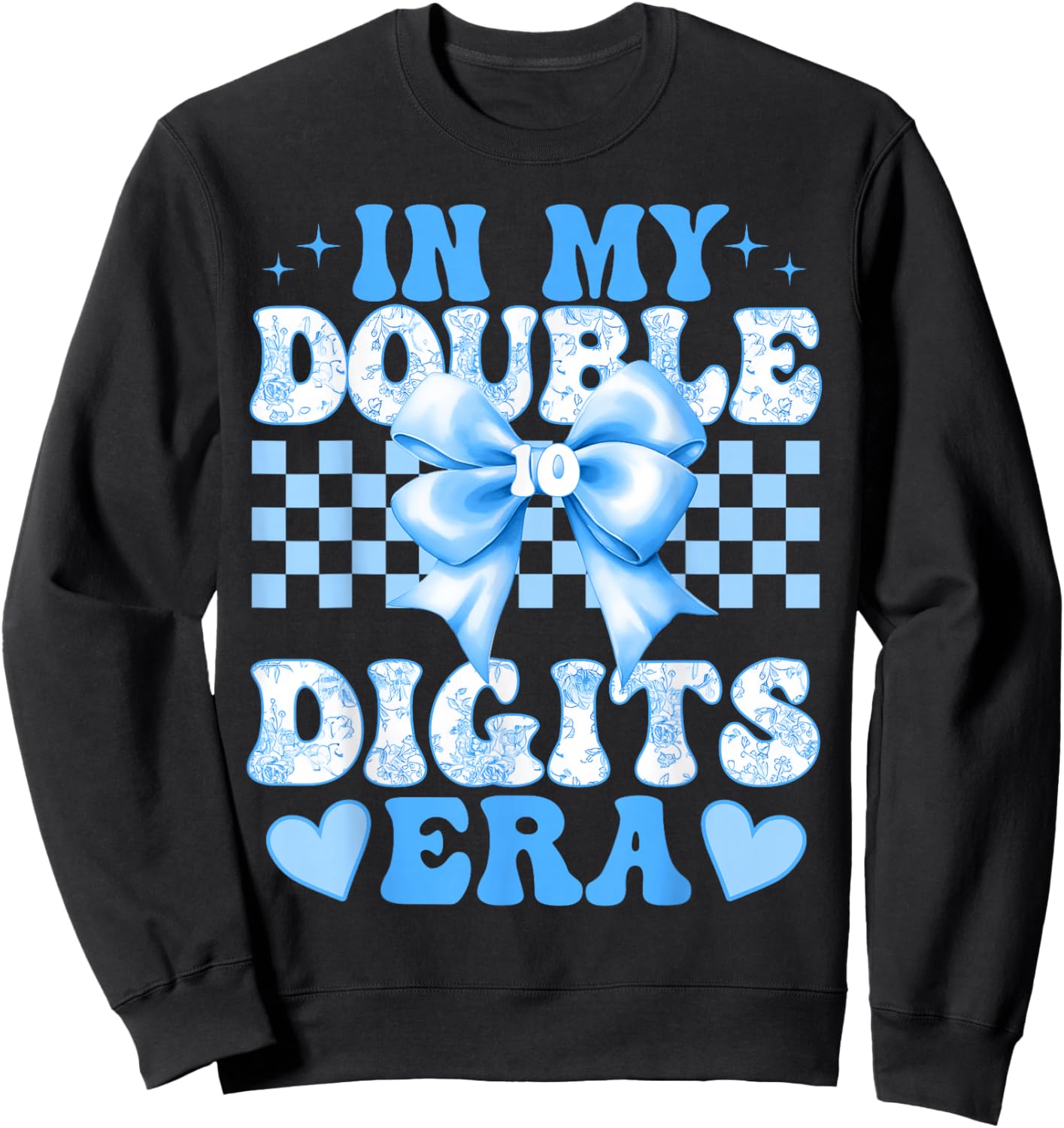 Groovy in My Double Digits Era 10th Birthday Coquette Bow Sweatshirt - Sweatshirt | Black