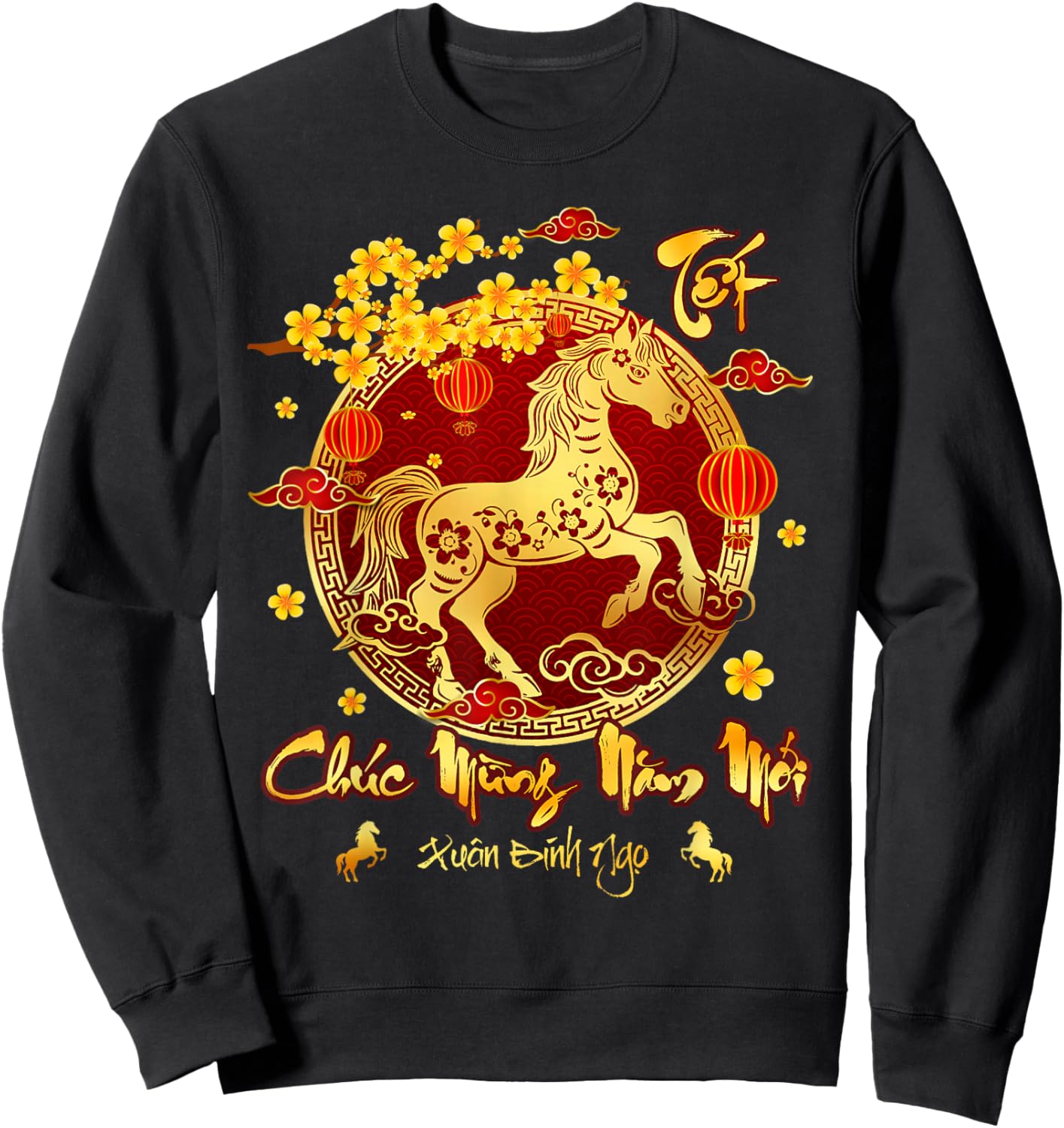 Vietnamese Lunar New Year 2026 TET Viet Chuc Mung NAM Moi Sweatshirt - Sweatshirt | Black