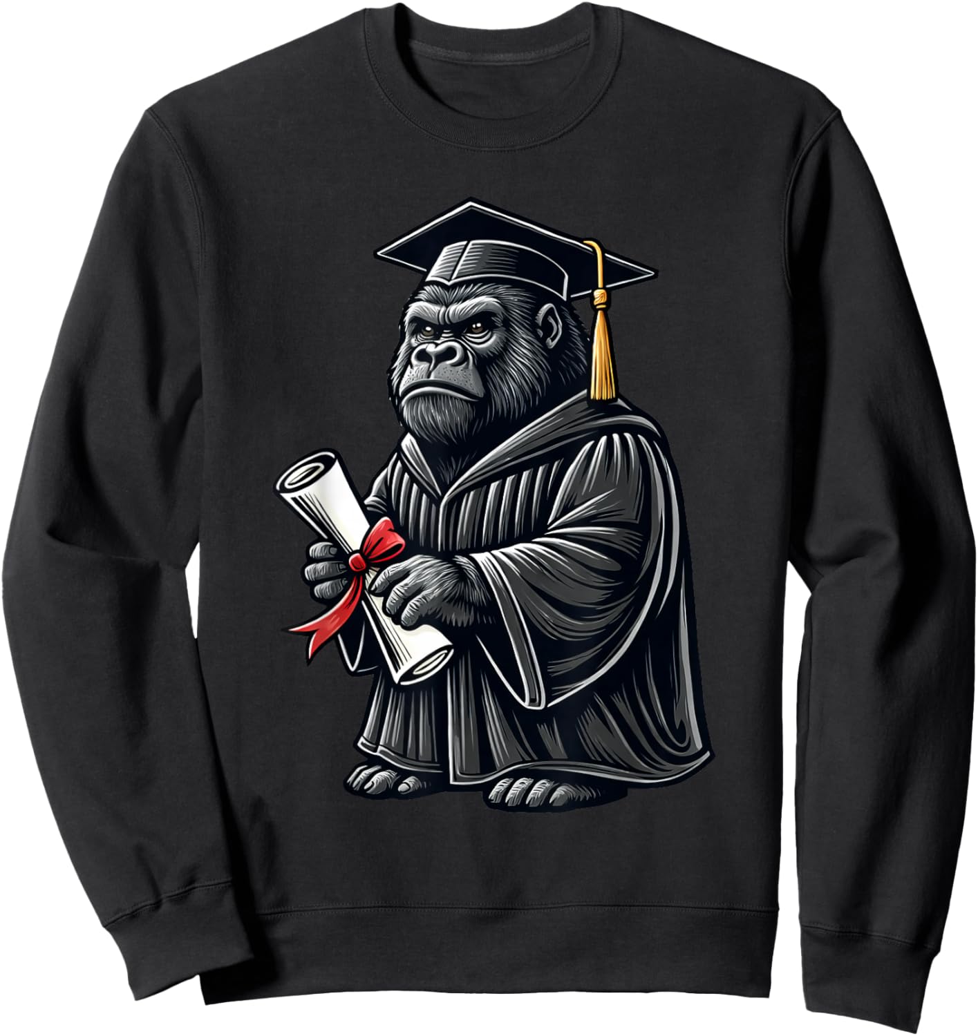 Cute Gorilla Graduation Sweatshirt - Sweatshirt | Black