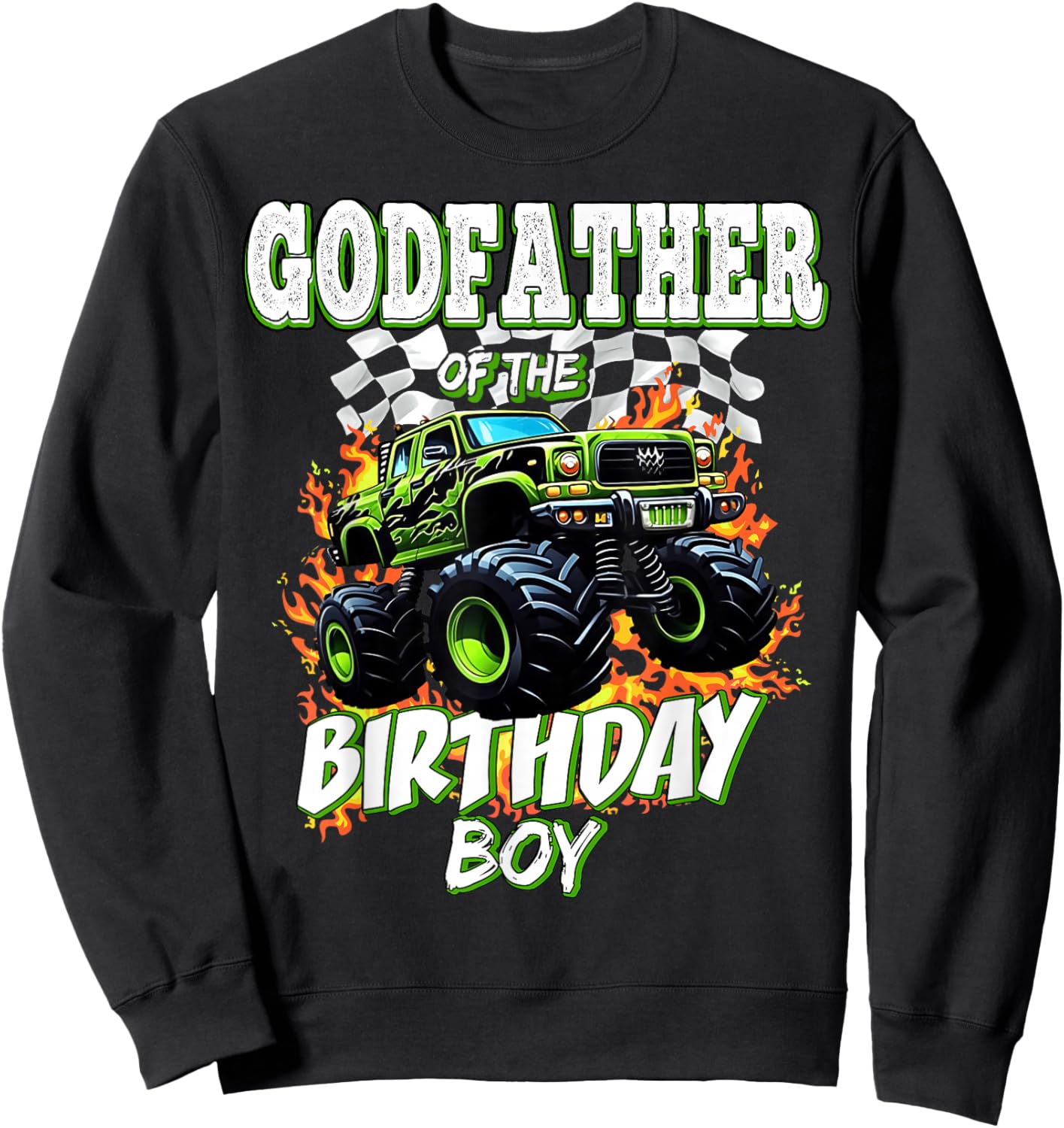 Godfather of The Birthday Boy Monster Truck Birthday Kids Sweatshirt - Sweatshirt | Black