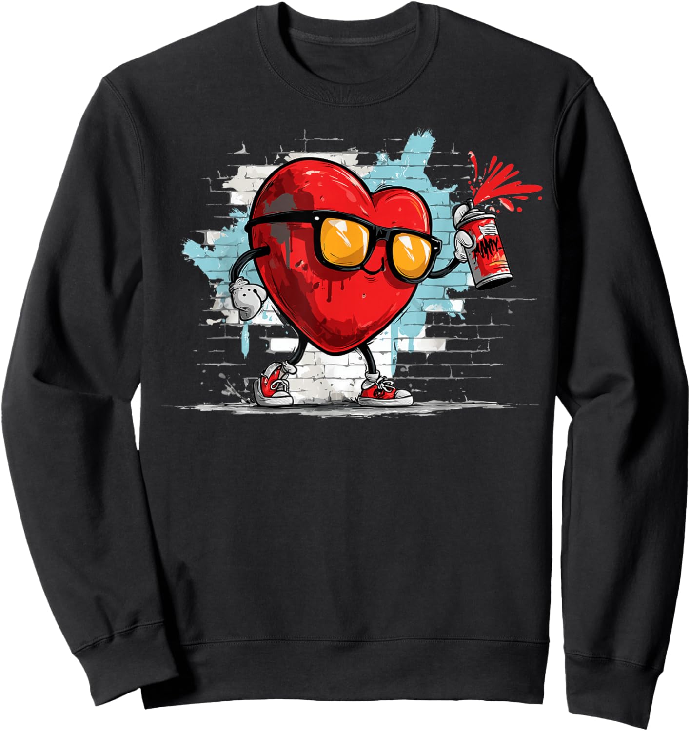 Graffiti Heart Graffiti Tag Urban Art Street Valentine's Day Sweatshirt - Sweatshirt | Black