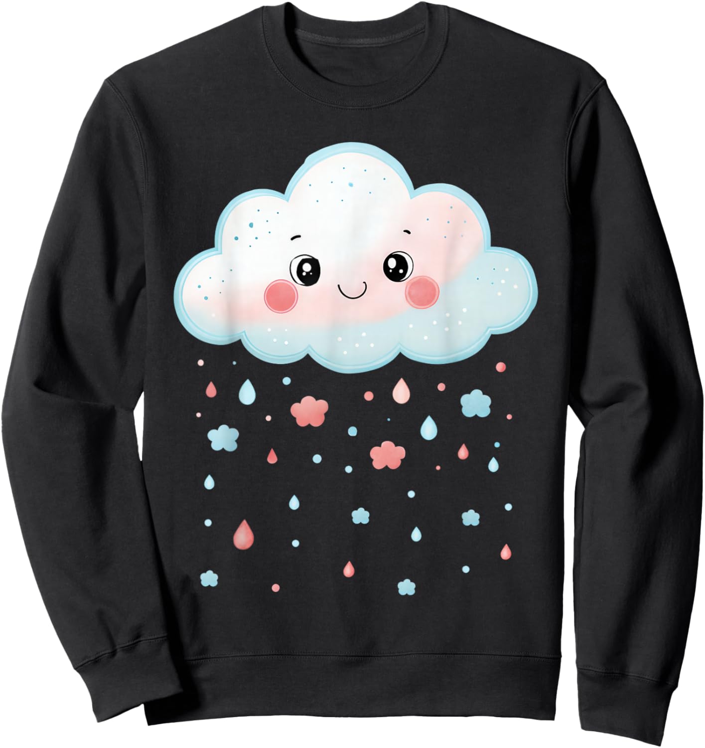 Cloud Raindrops Water White Cute Kawaii Funny Cloud Sweatshirt - Sweatshirt | Black