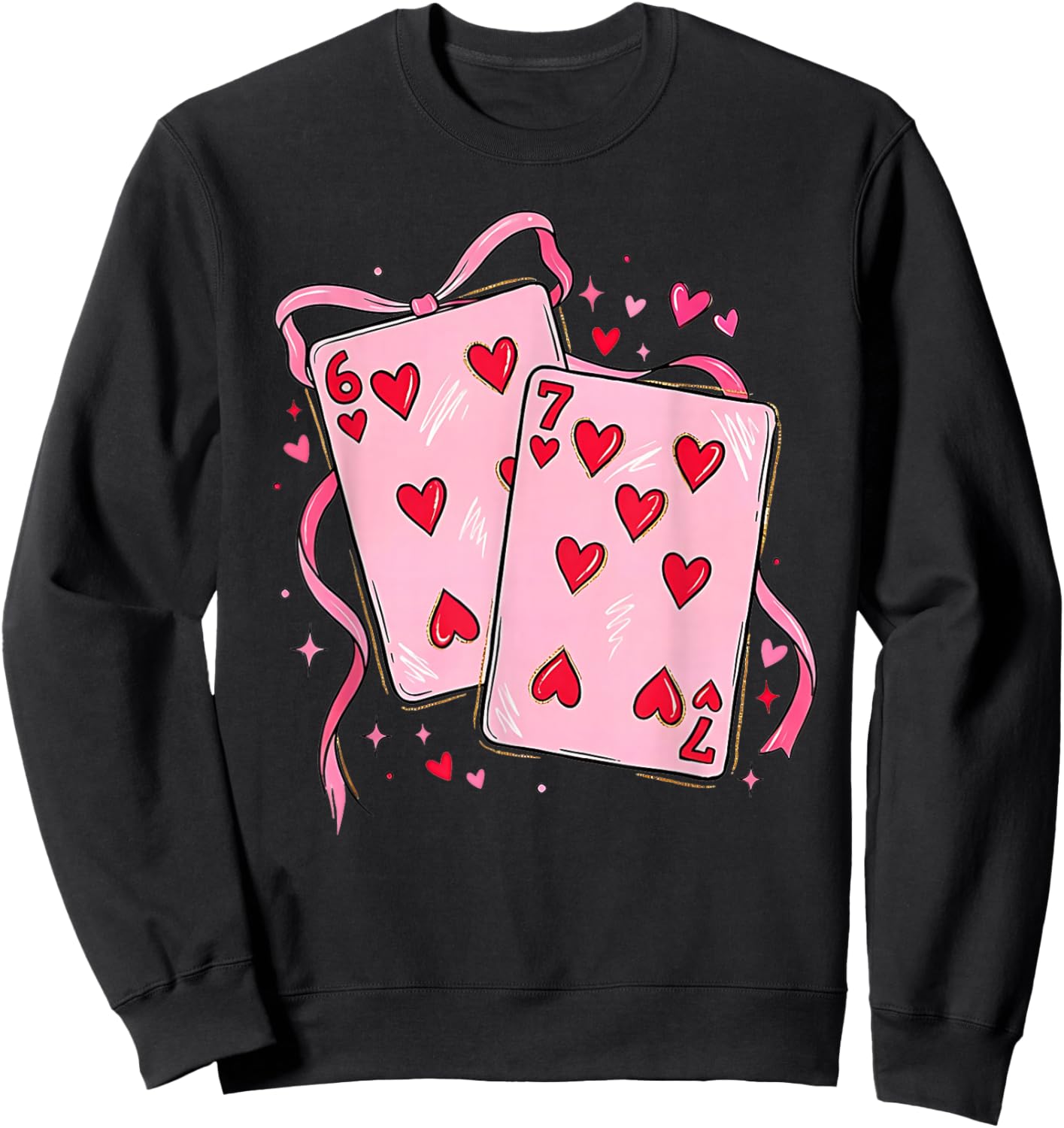 67 Six Seven Cards Valentine's Day 6 7 Meme Boys Girls Kids Sweatshirt - Sweatshirt | Black