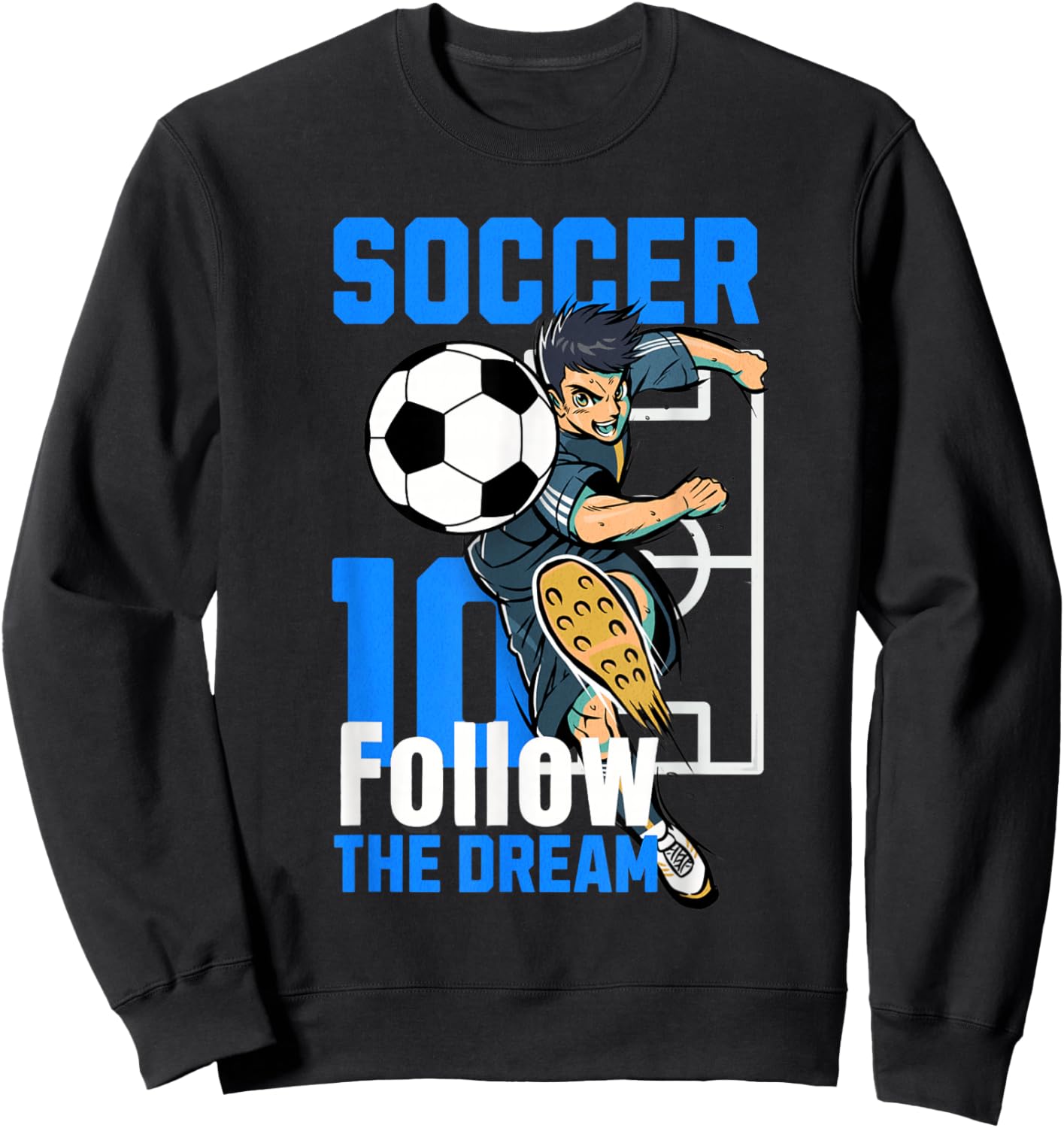 Soccer Player Action Art Follow The Dream Design Sweatshirt - Sweatshirt | Black