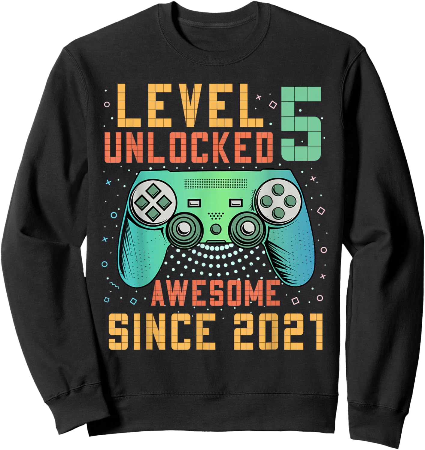 Level 5 Unlocked Awesome Since 2021 5th Birthday Boy Sweatshirt - Sweatshirt | Black