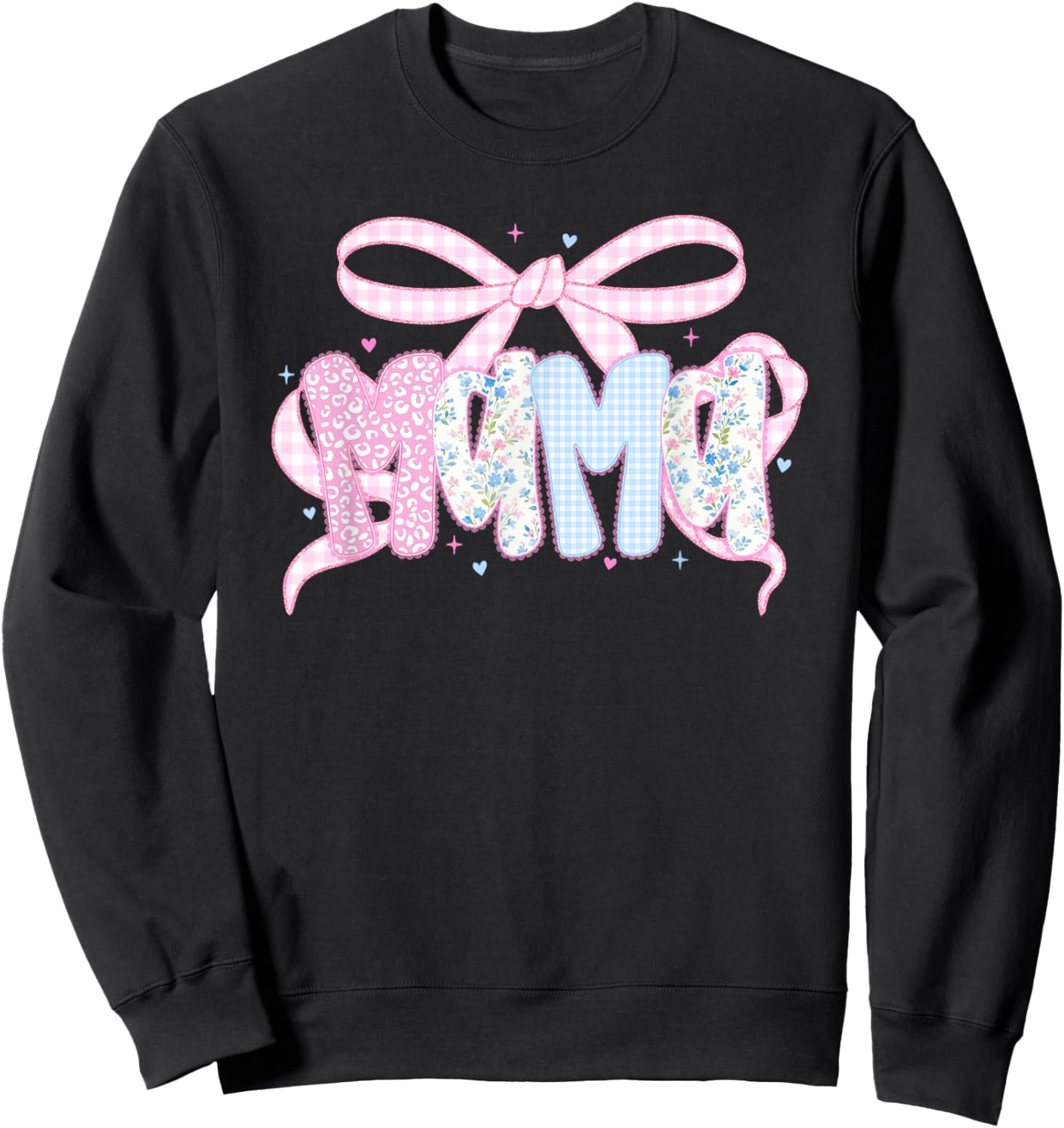 Preppy Mama Floral Lace Coquette Bow Mother's Day Sweatshirt - Sweatshirt | Black