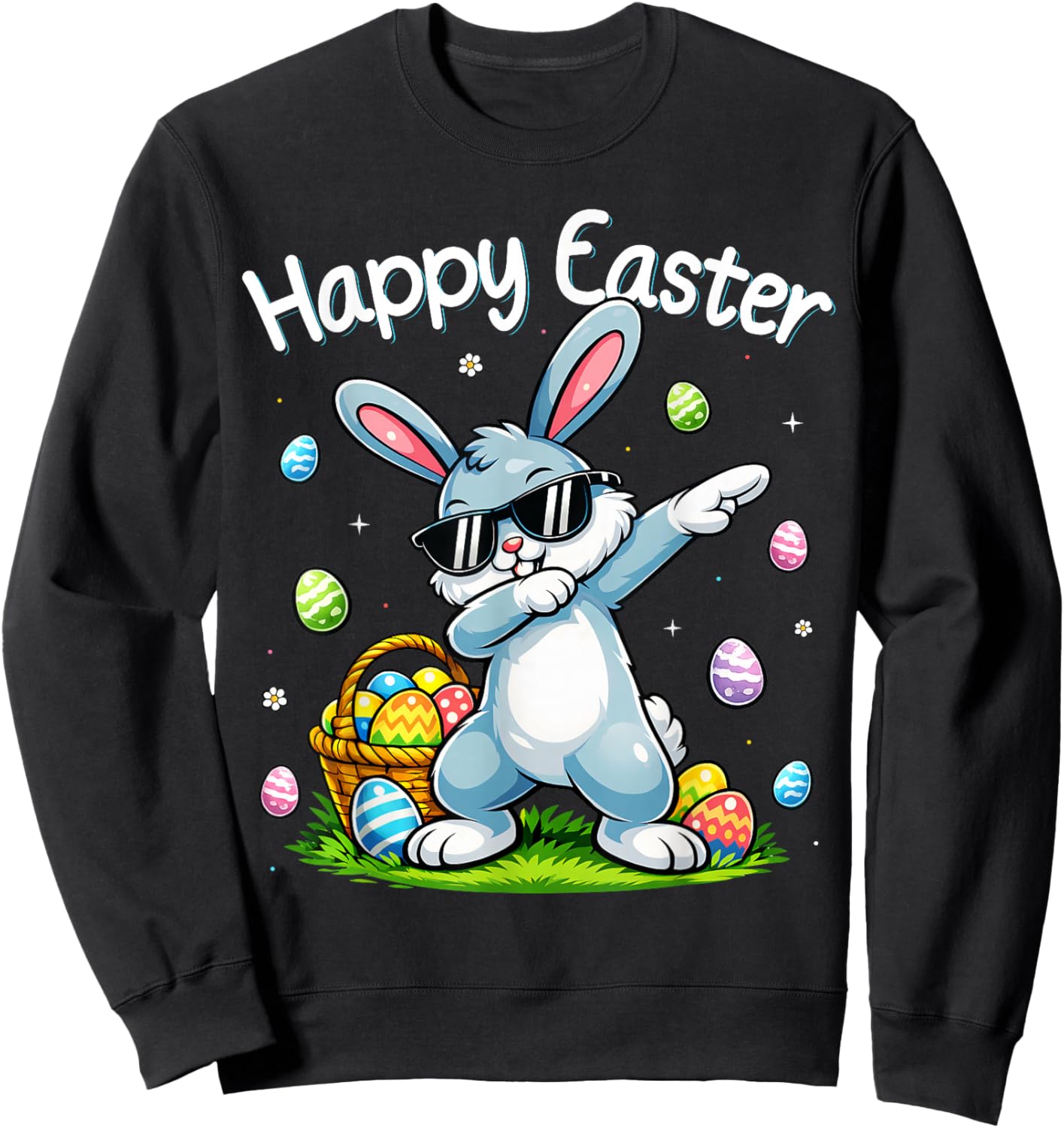 Funny Dabbing Bunny Easter Happy Easter for Boys Girls Kids Sweatshirt - Sweatshirt | Black