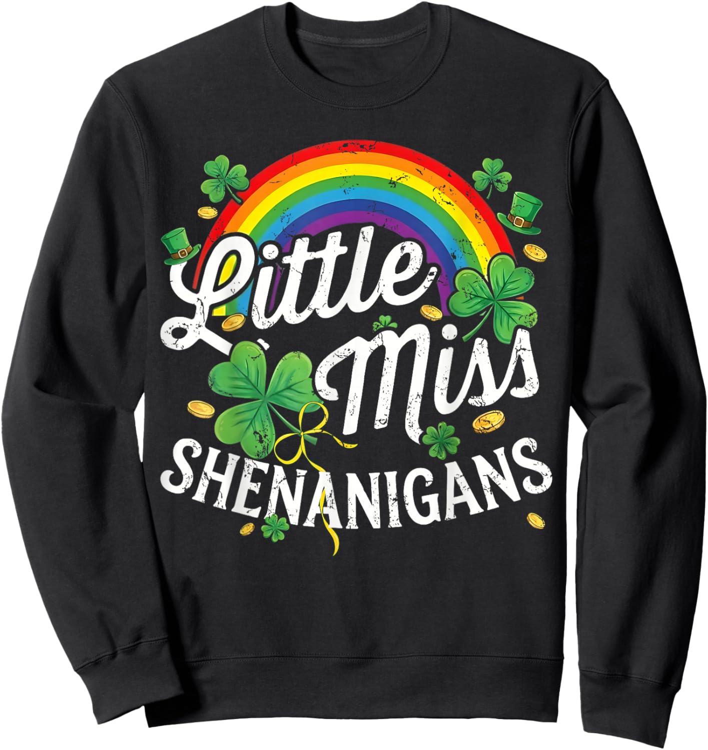 Little Miss Shenanigans St Patrick's Day Lucky Irish Girl Sweatshirt - Sweatshirt | Black