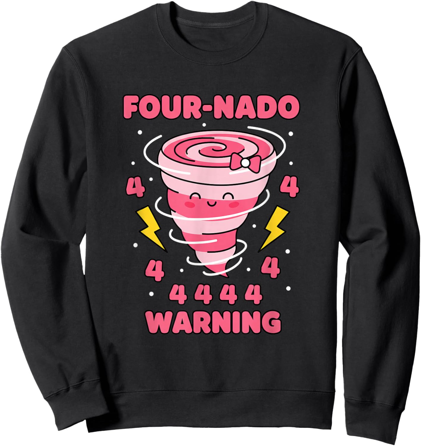 Four-nado Birthday Tornado 4TH Birthday Funny Kids Nature Sweatshirt - Sweatshirt | Black