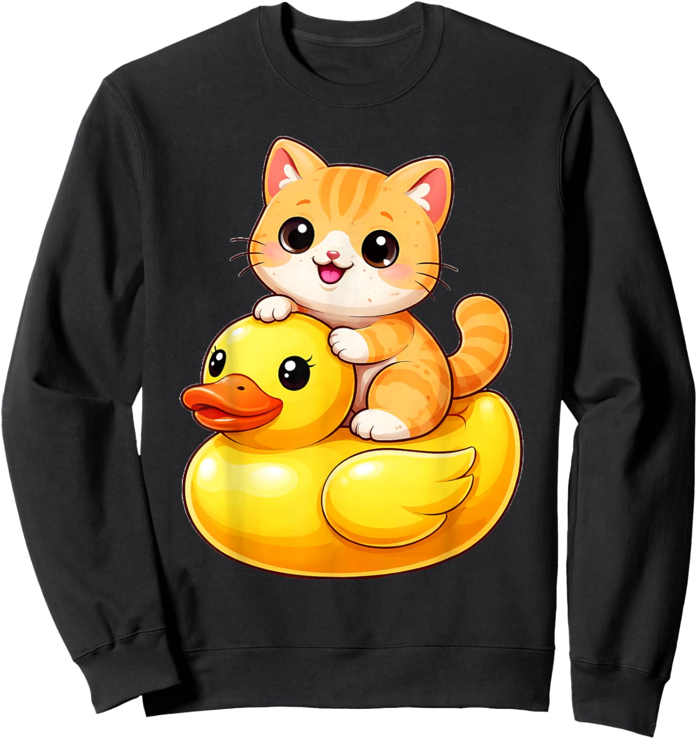 Cute Orange Cat Rubber Duck Sweatshirt - Sweatshirt | Black