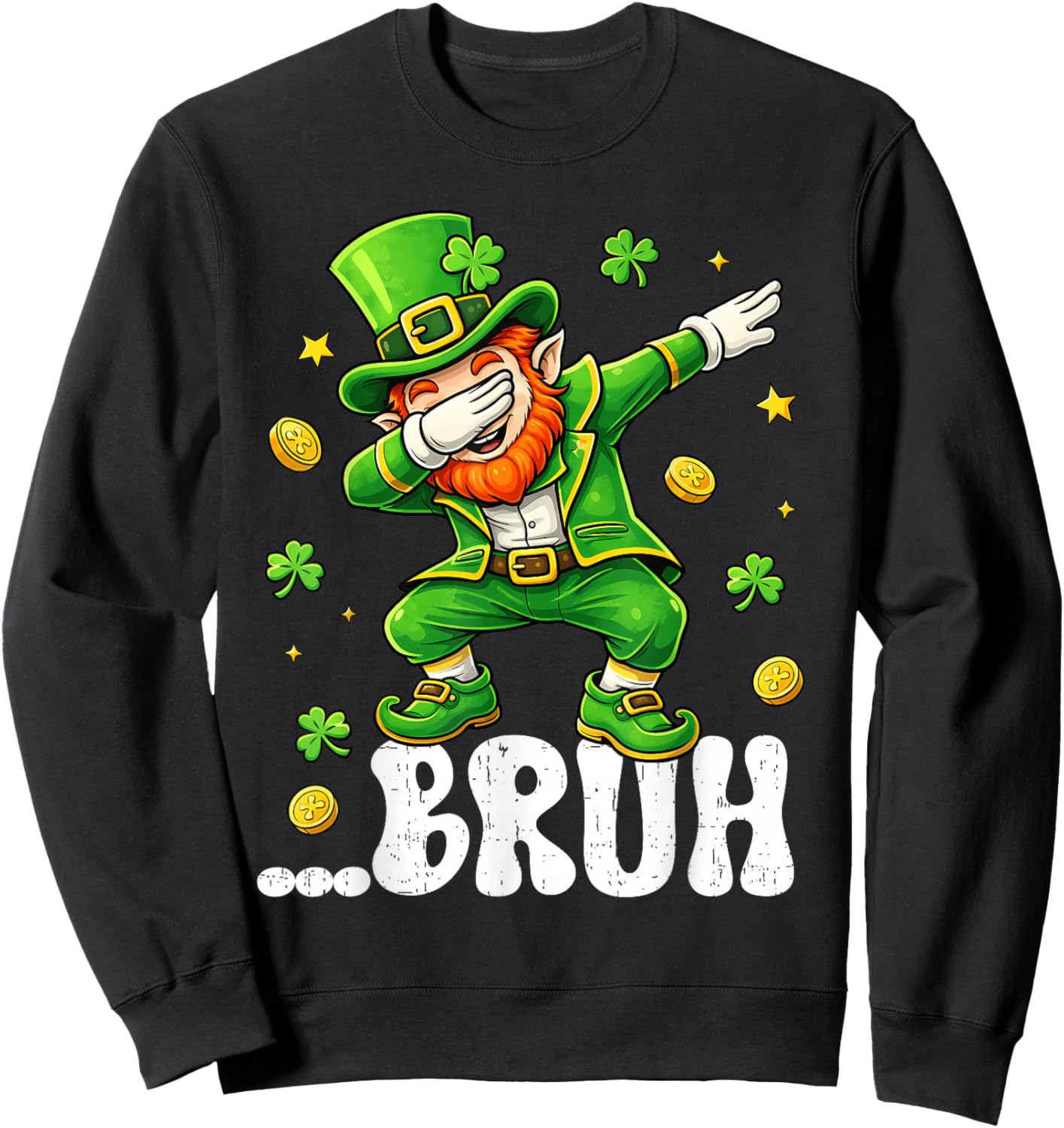 Dabbing Leprechaun St Patrick's Day Boys Girls Dab Dance Sweatshirt - Sweatshirt | Black
